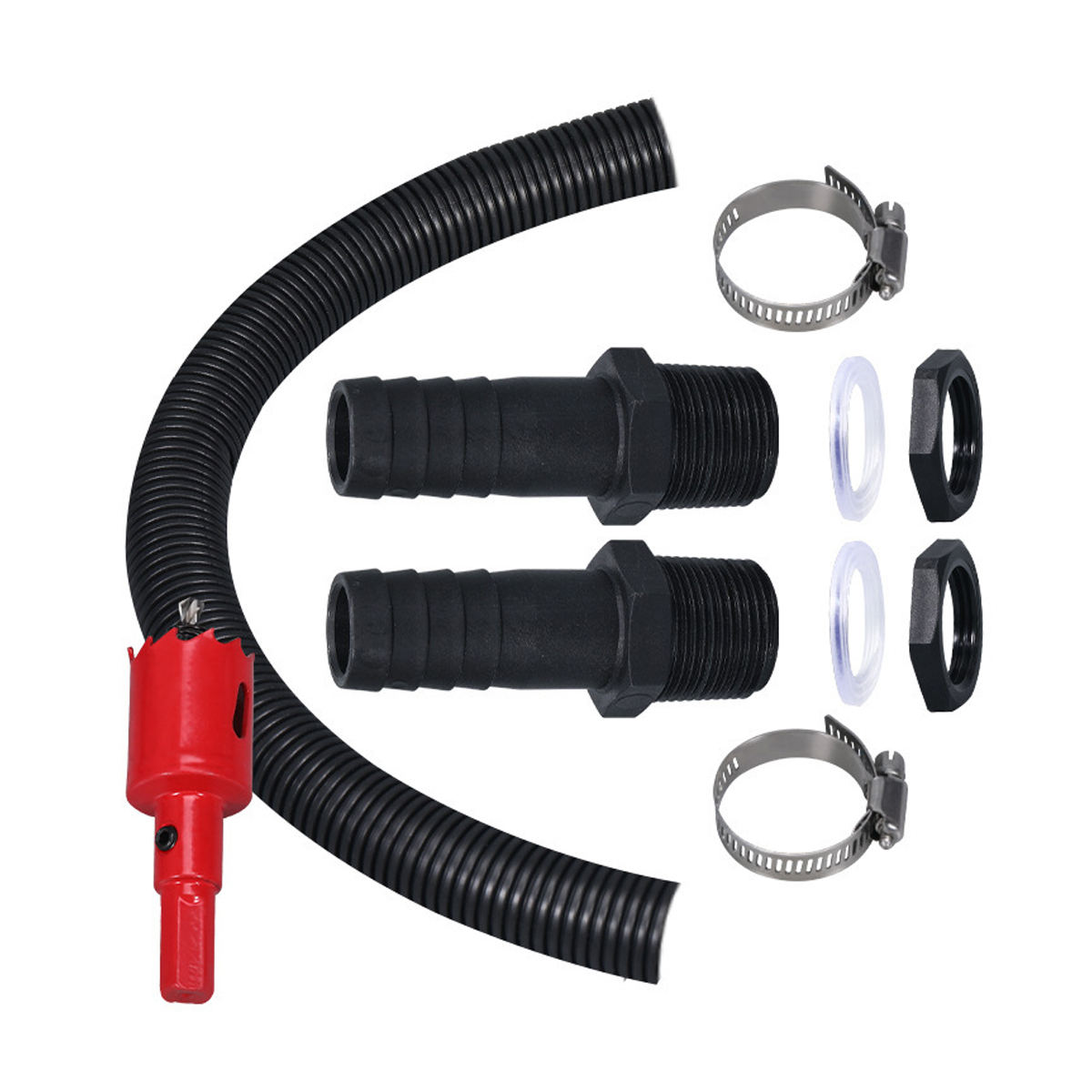 Anschlussset Für Regenwassernutzungstank, Anschlussset Für Regenwassersammler, 50 Cm Verbindungsschlauch Und 2 Schlauchverschraubungen, Regenwassersammler