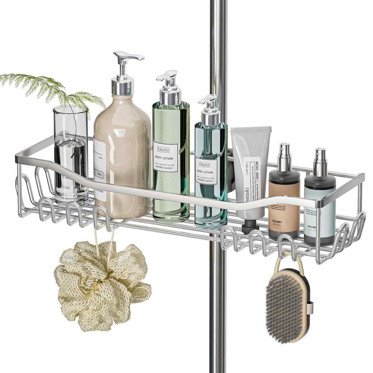 Duschablage Aus Edelstahl, Kein Bohren Erforderlich, Großes Fassungsvermögen, 18–25 Mm Stange, Silber, Für Shampoo/gel