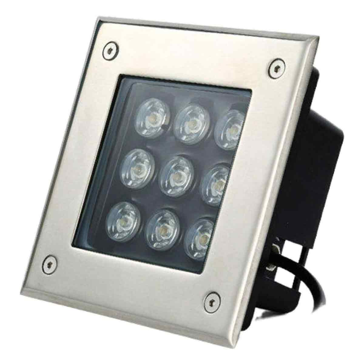 Quadratischer Led-einbaustrahler Für Den Außenbereich, Bodeneinbauleuchte, Wegeleuchte, Edelstahl, Ip67 Wasserdicht, Geeignet Für Gehwege, Plätze, Parks, 9 Leistungsstufen, 7 Lichtfarben
