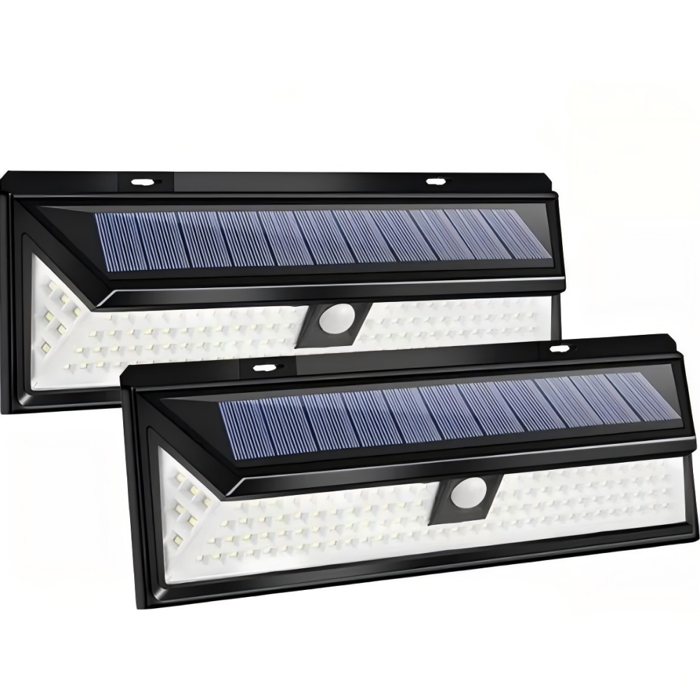 2-teiliges Solar-wandleuchten-set Mit 118 Leds, Ip65 Wasserdicht, Für Garten- Und Außenbeleuchtung, Mit Bewegungsmelder