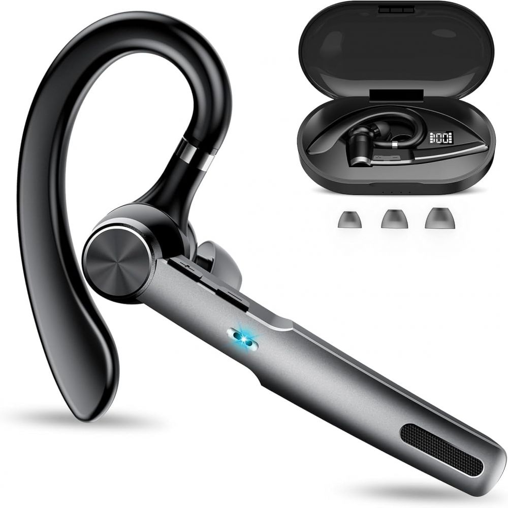 Kabelloses Bluetooth-headset Mit Freisprechfunktion, Bluetooth 5.3-kopfhörer Mit 60 Stunden Akkulaufzeit, Enc-dual-mikrofon-ohrhörer Mit Geräuschunterdrückung, Inklusive Ladecase Für Business/büro/aut