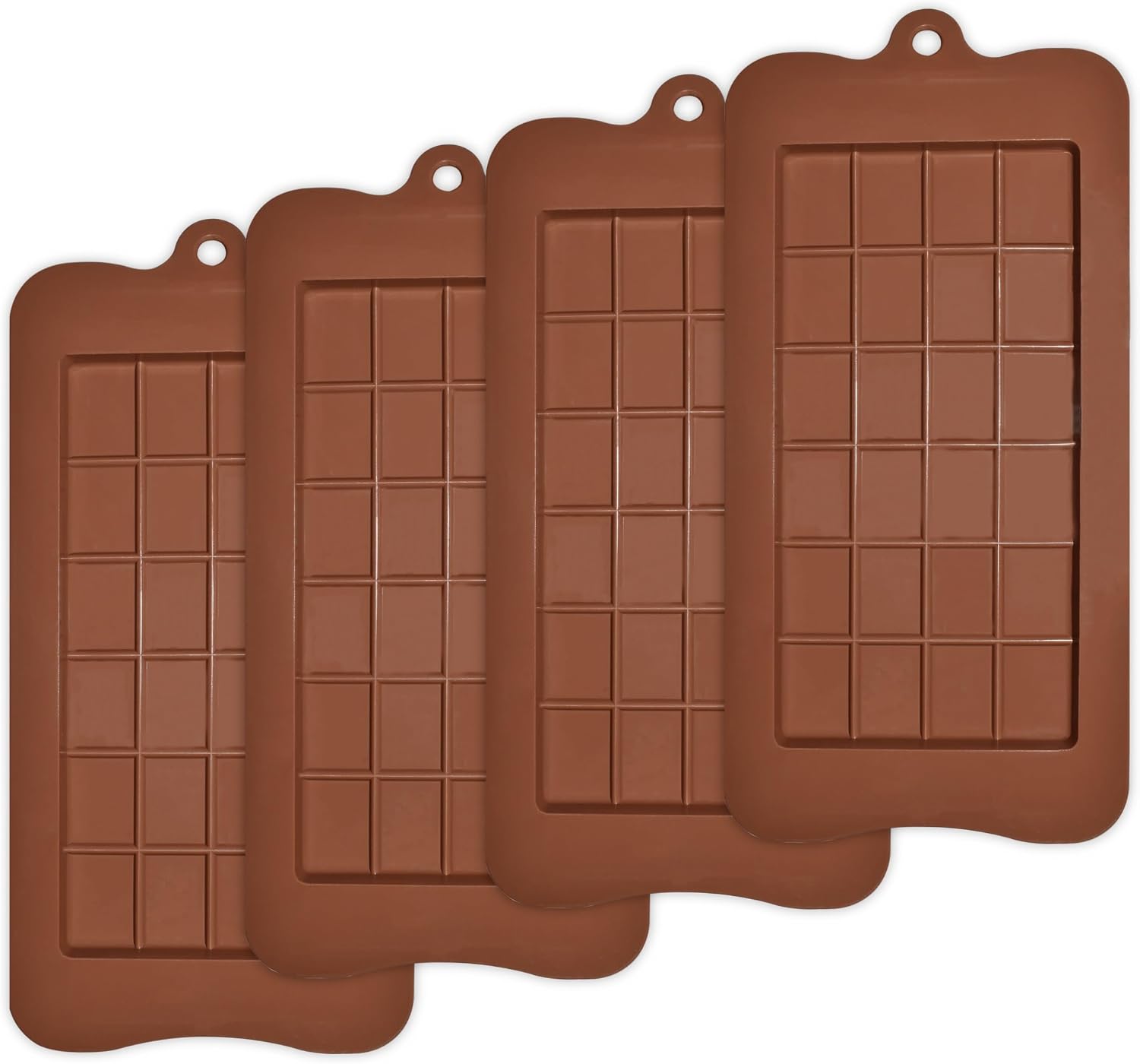 Set Mit 4 Antihaftbeschichteten Schokoladenriegelformen Aus Lebensmittelechtem Silikon, Ideal Für Die Herstellung Von Protein- Und Energieriegeln. Lebensmittelechte Backutensilien.