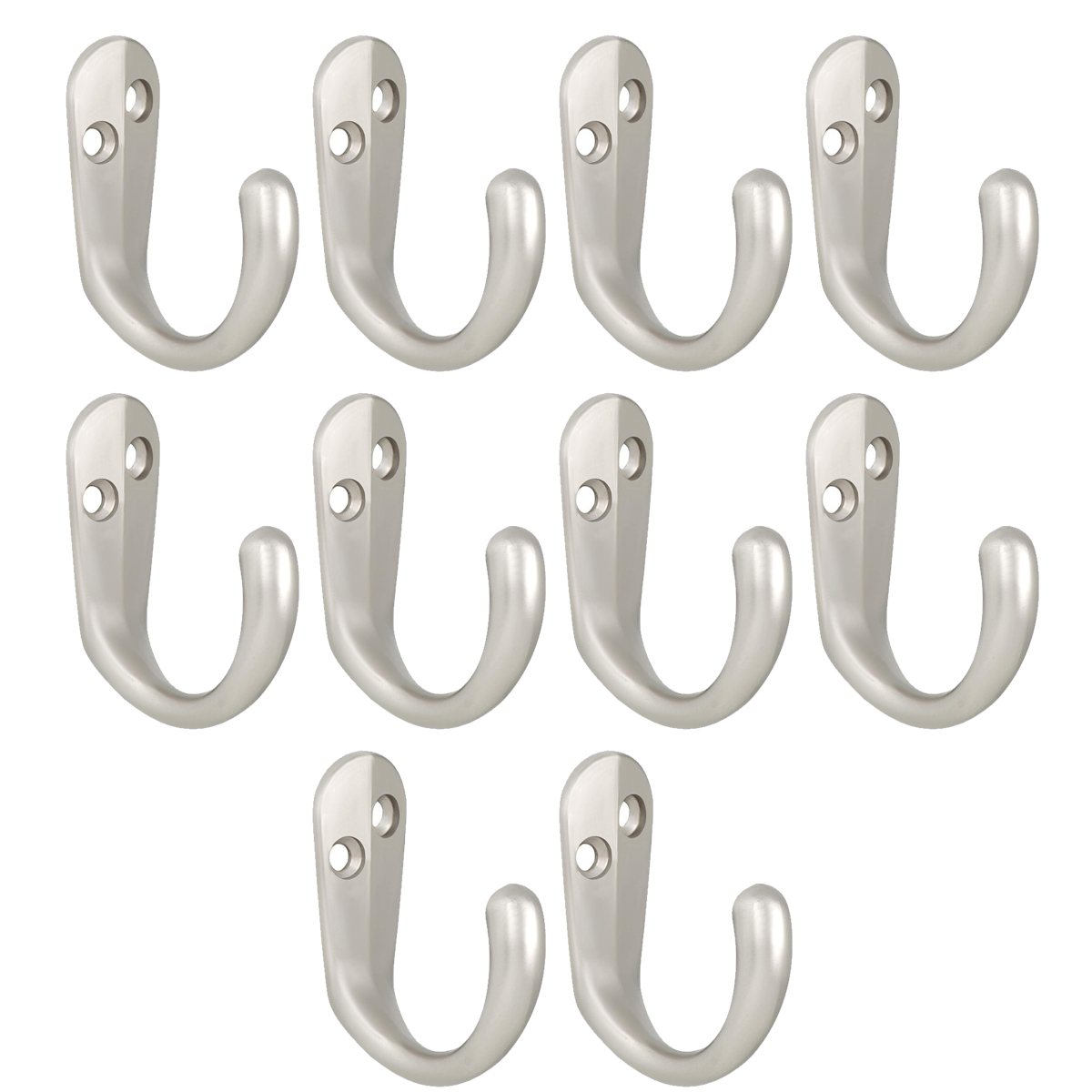 10 Einfache Metallhaken In Satiniertem Chrom-finish Mit Schrauben, Zur Wandmontage Für Küche, Bad, Garderobe, Handtuchhalter, Taschenhalter, Besteckhalter, Kleiderständer, Kleiderschrankständer, Schra