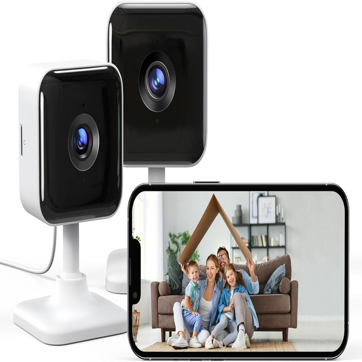 Zwei Wlan-überwachungskameras Für Den Innenbereich Mit Nachtsichtfunktion, Eine A3-kamera Mit Hochauflösender, Bidirektionaler Nachtsicht Und Eine A3-weißlichtkamera.