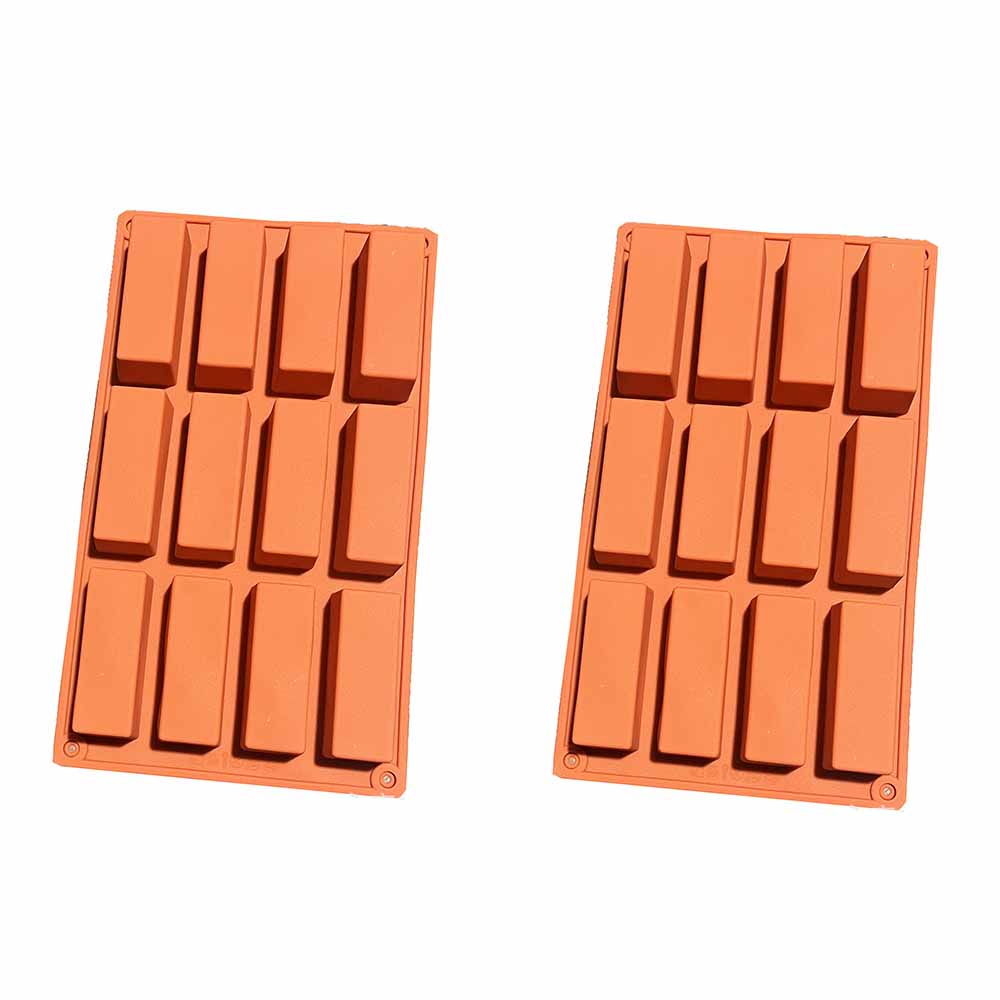 Set Aus 2 Rechteckigen Silikonformen Mit 12 Mulden – Silikon-müsliriegelform, Financierform, Ideal Für Energieriegel, Brownies, Käsekuchen, Muffins, Flans Und Mehr.