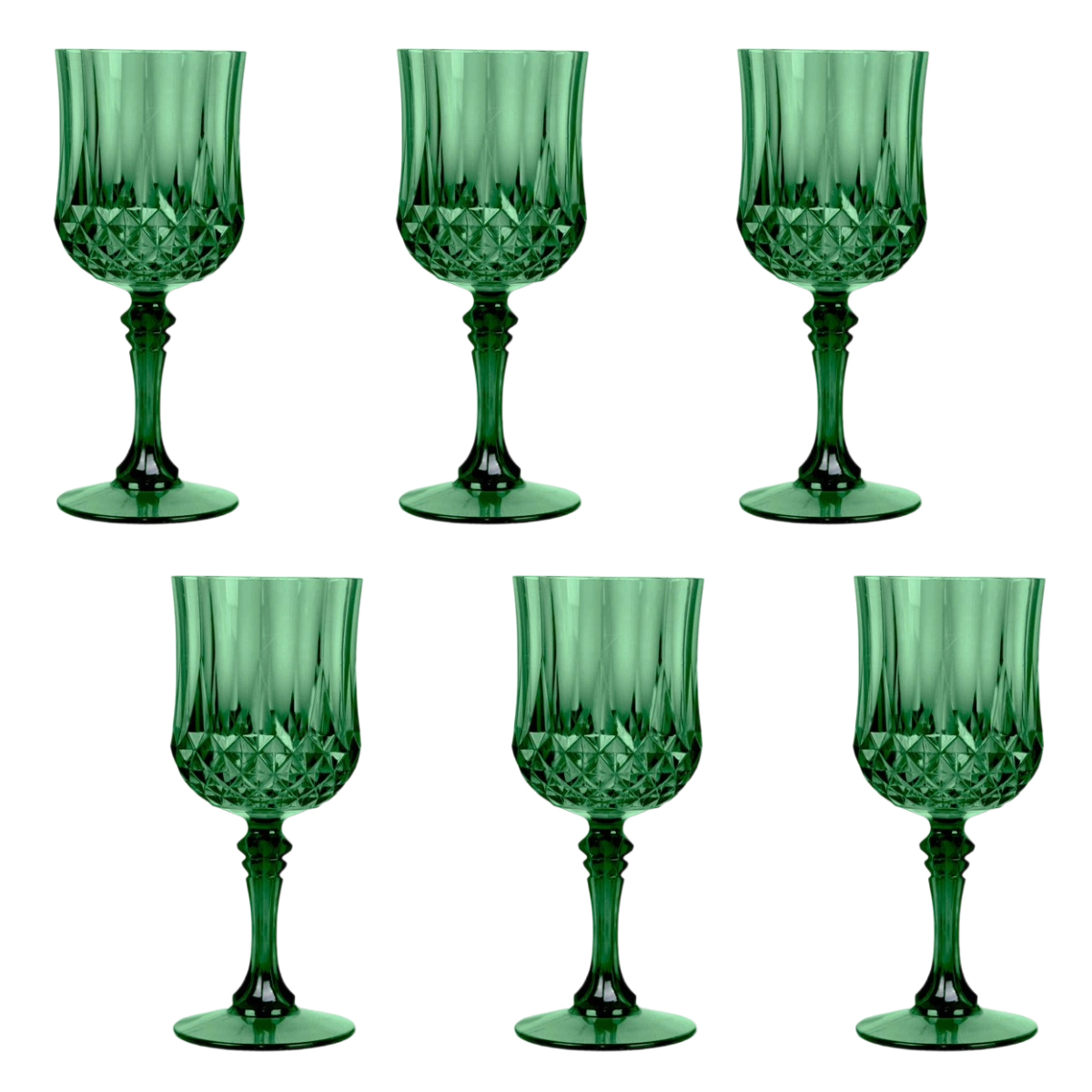 Efavormart 6er-pack Wiederverwendbare Weingläser Aus Smaragdgrünem Kristallschliff, Bruchsichere Cocktailgläser, 237 Ml