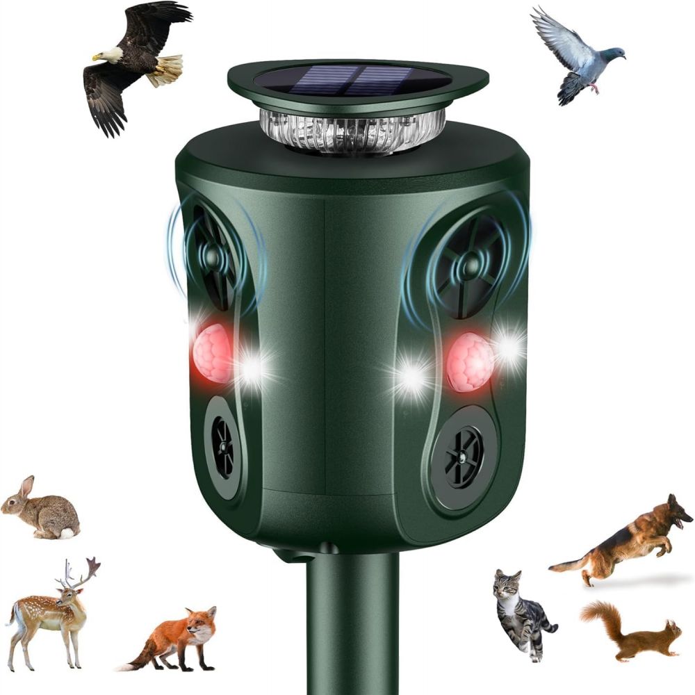 Ultraschall-solar-tierabwehrgerät, 360°-marderabwehr Mit Led-licht, Katzenabwehr, Marderabwehr, Garten, Ip66 Wasserdicht, 5 Modi, Waschbärabwehr Für Katzen, Hunde, Marder Und Mäuse