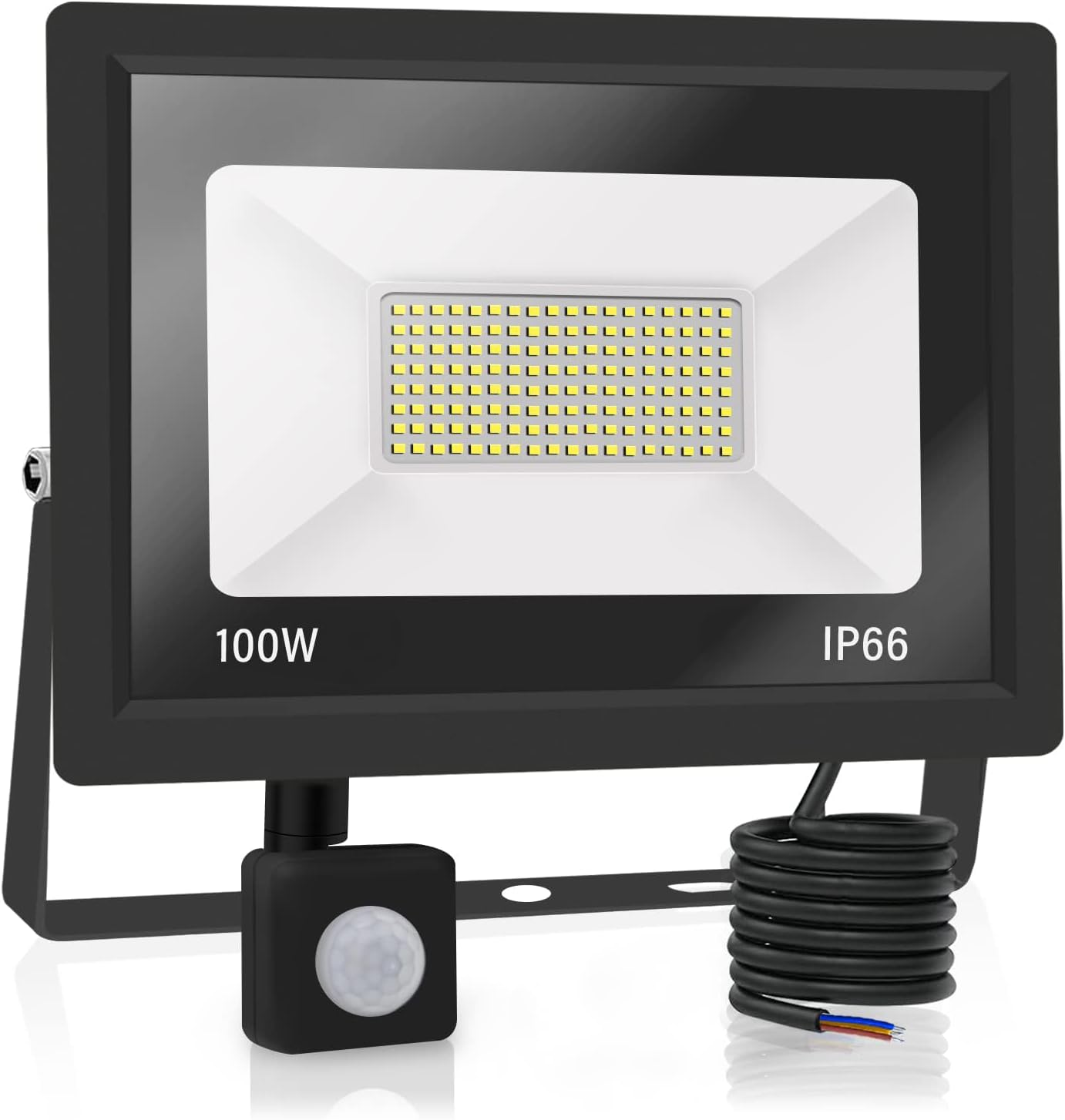 1 Stück – 100-w-led-flutlicht Mit Bewegungsmelder, 10.000 Lm Außen-led-flutlicht Mit Sensor, Warmweiß (3000 K), Wasserdicht (ip-schutzart)