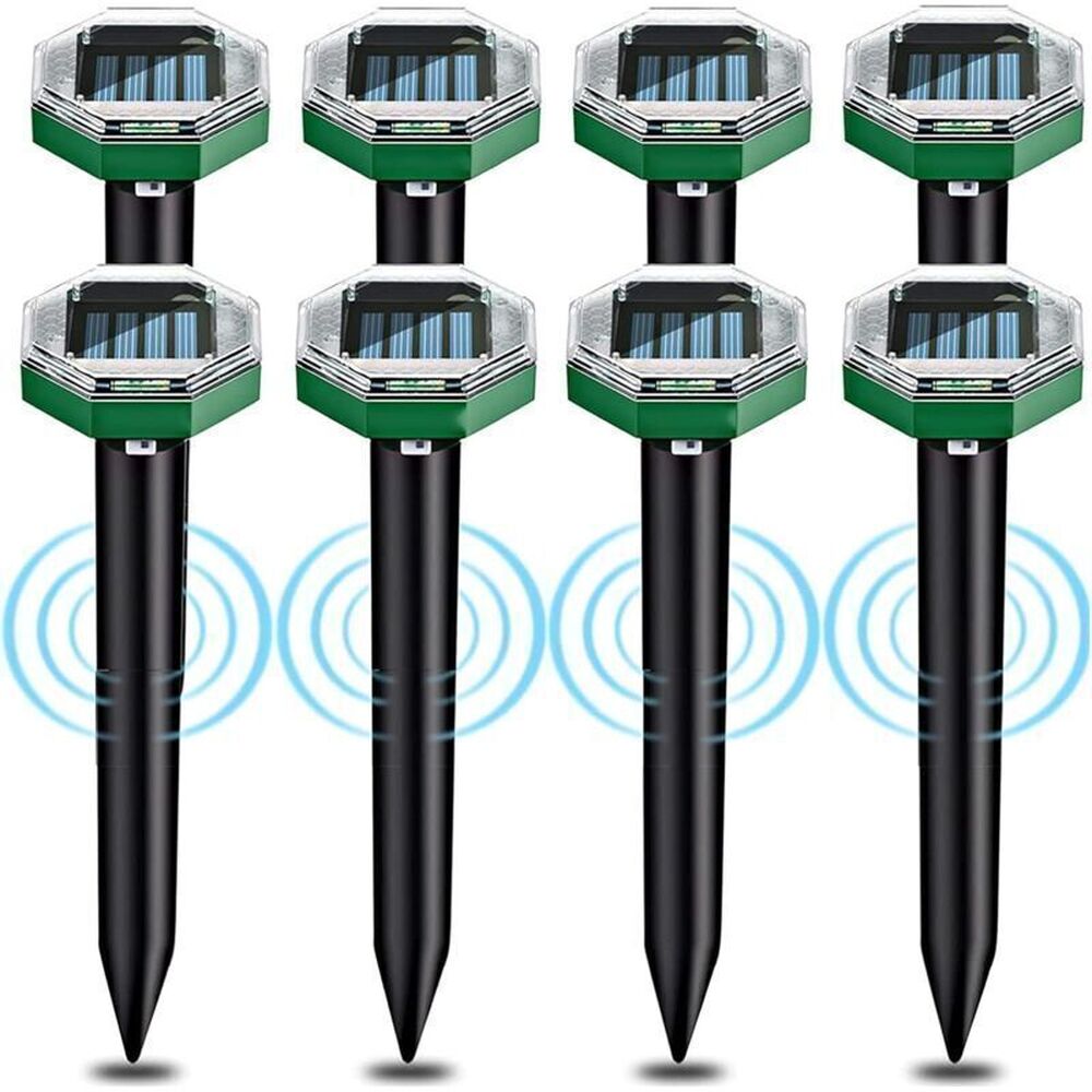 Solarbetriebenes Ultraschall-maulwurfsbekämpfungsgerät, 8-teiliges Set, Ip65 Wasserdicht, Geeignet Für Den Einsatz In Gärten Und Auf Terrassen