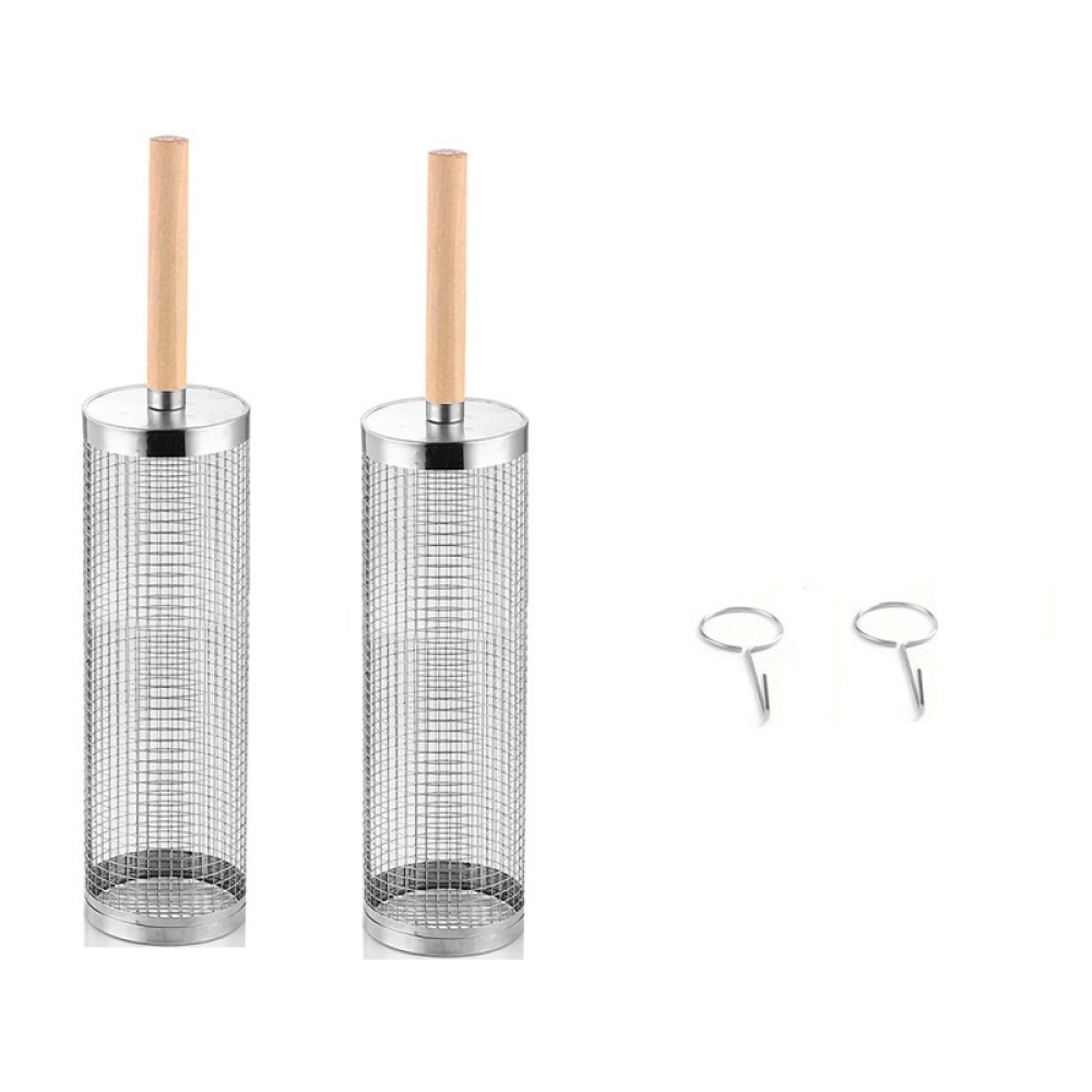 2-teiliges Set – Dieser Grillkorb Mit Rollen, Abnehmbarem Griff Und Aus Edelstahl Ist Ideal Für Camping Und Grillabende Im Freien. Radmaße: 30 X 9,5 Cm.
