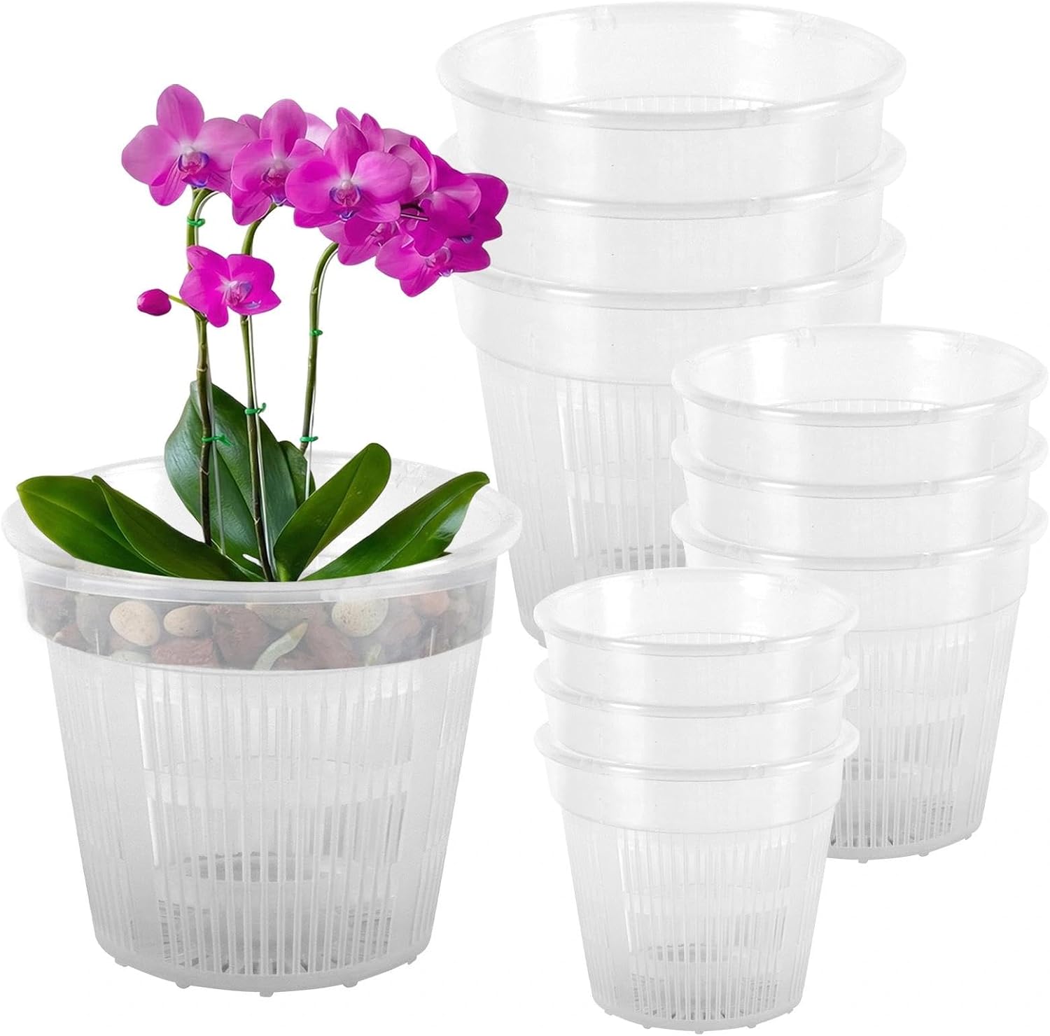9 Wurzelkontrolltöpfe (kunststoff-gartentöpfe Und Orchideenspezifische Wurzelkontrolltöpfe, Nr. 140, Nr. 160 Und Nr. 190) + 3 Weitere (ohne Untersetzer)