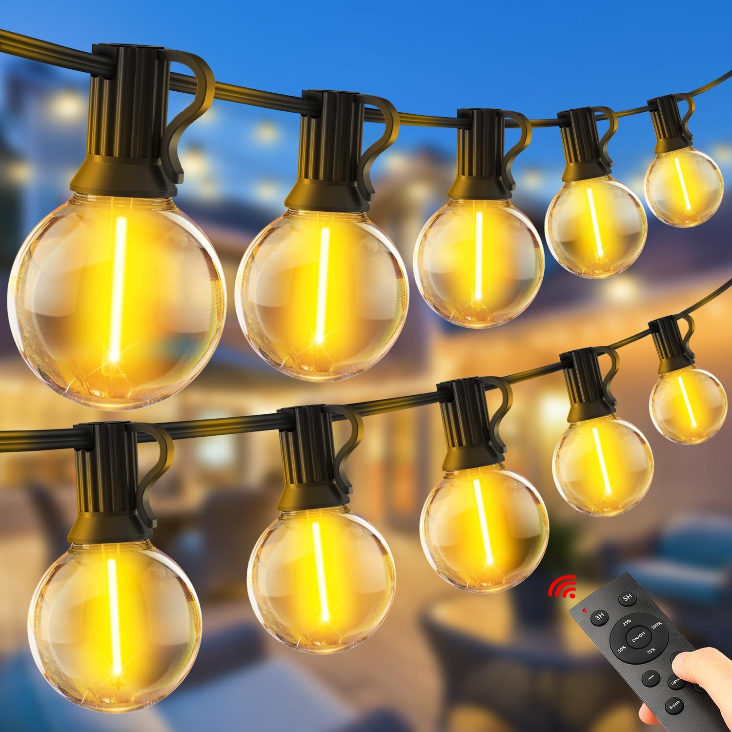 Led-lichterkette Für Den Außenbereich – 30 M Lange Bistro-lichterkette G40 (100 Fuß), Ip44 Wasserdicht, Passend Für J