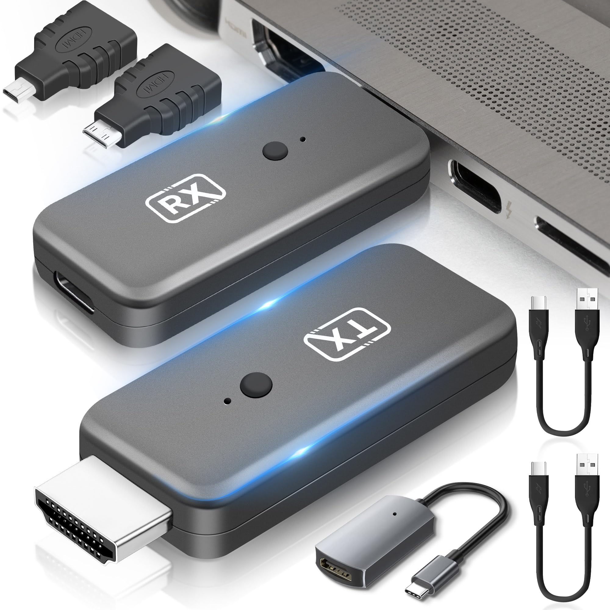 4k Wireless Hdmi Transmitter Und Receiver, Tragbares Plug & Play Wireless Hdmi Extender Kit 2,4 Ghz/5 Ghz, 1080p/60 Hz Zum Streamen Von Video Und Audio Auf Einen Monitor Von Einer Tv-box, Einem Pc Usw