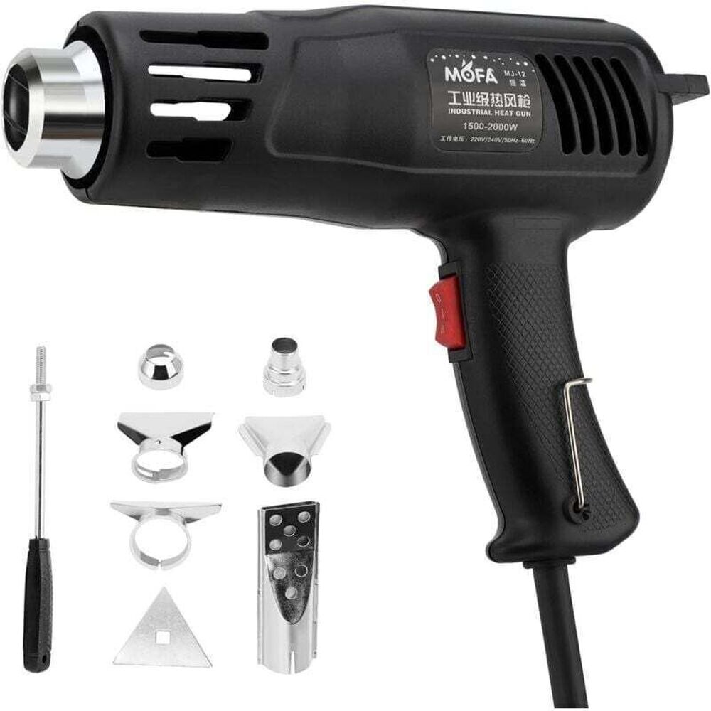 Heißluftpistole Mit 1200 W, Zwei Temperaturstufen (150 °c & 550 °c), 7 Düsen, Überlastungsschutz, Griff
