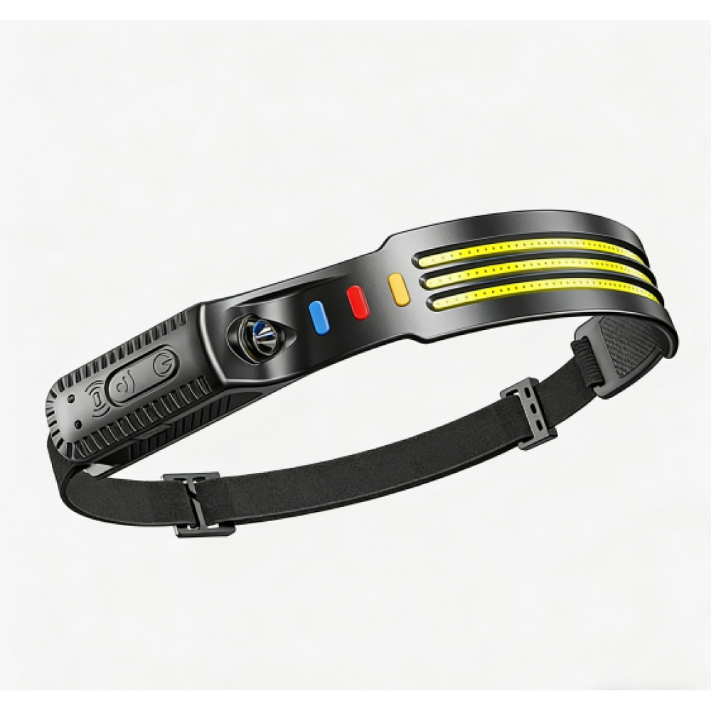 Stirnlampe, 230° Weitwinkel, 3 Weiße Led-lichtleisten, Die Hellste Stirnlampe, Wiederaufladbar Und Wasserdicht, Ideal Für Camping, Joggen Und Angeln.