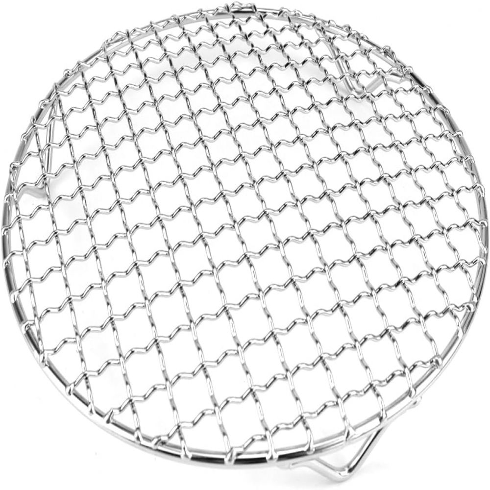 Runder Grillrost, Edelstahl-grillrost Mit Kreuzdraht Und Beinen, Runder Kühl- Und Backrost Zum Abtropfen, Dämpfen, Grillen Oder Abkühlen Von Speisen, Für Camping, Picknick Und Grillen (18 Cm)