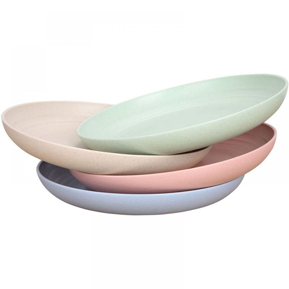 Set Mit 4 Bruchsicheren Tellern – Wiederverwendbare Teller – Spülmaschinen- Und Mikrowellengeeignet – Maschinenwaschbar – Sicher Für Kinder Und Erwachsene, 20 X 20 Cm