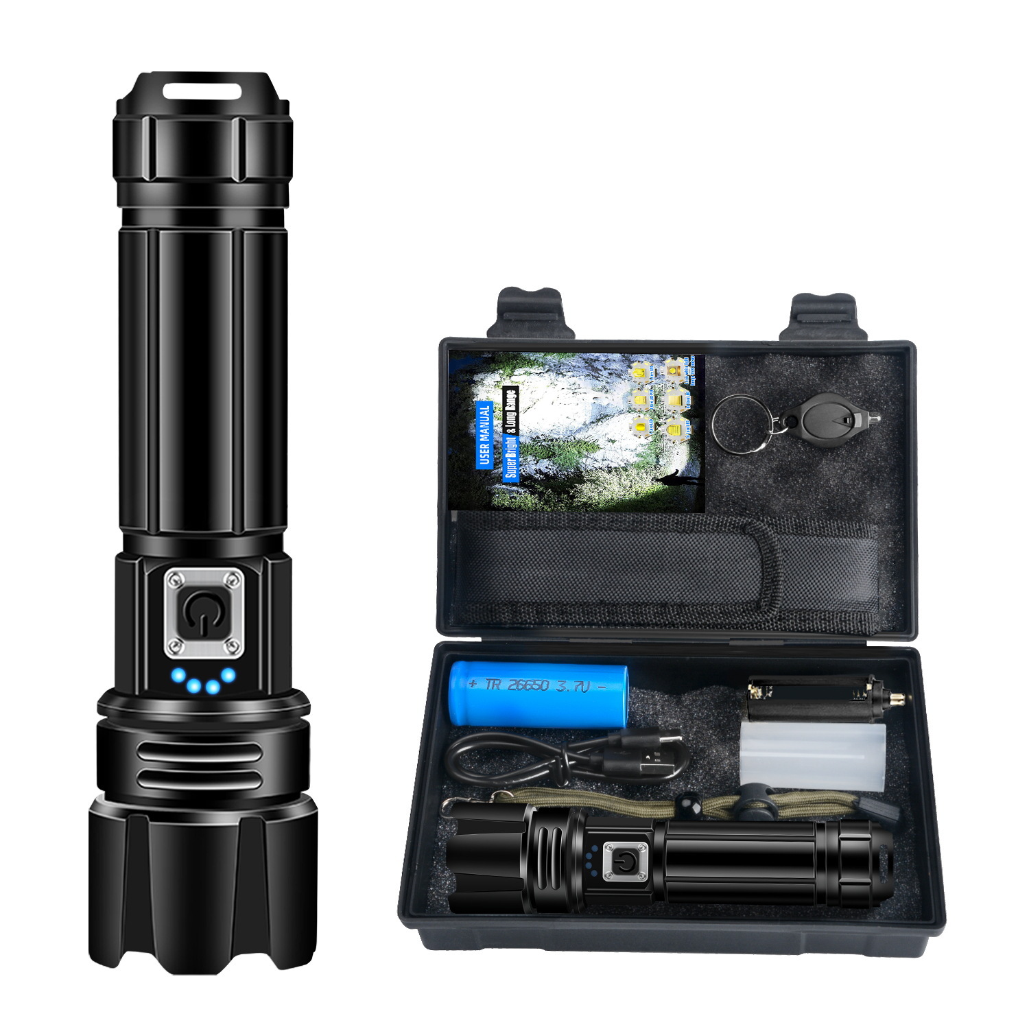 Extrem Leistungsstarke Led-taschenlampe Mit 1.000.000 Lumen, Wiederaufladbare Led-taschenlampe, Taktische Taschenlampe, Wasserdichte Ipx6-taschenlampe Für Camping, Wandern Und Notfälle [energieklasse