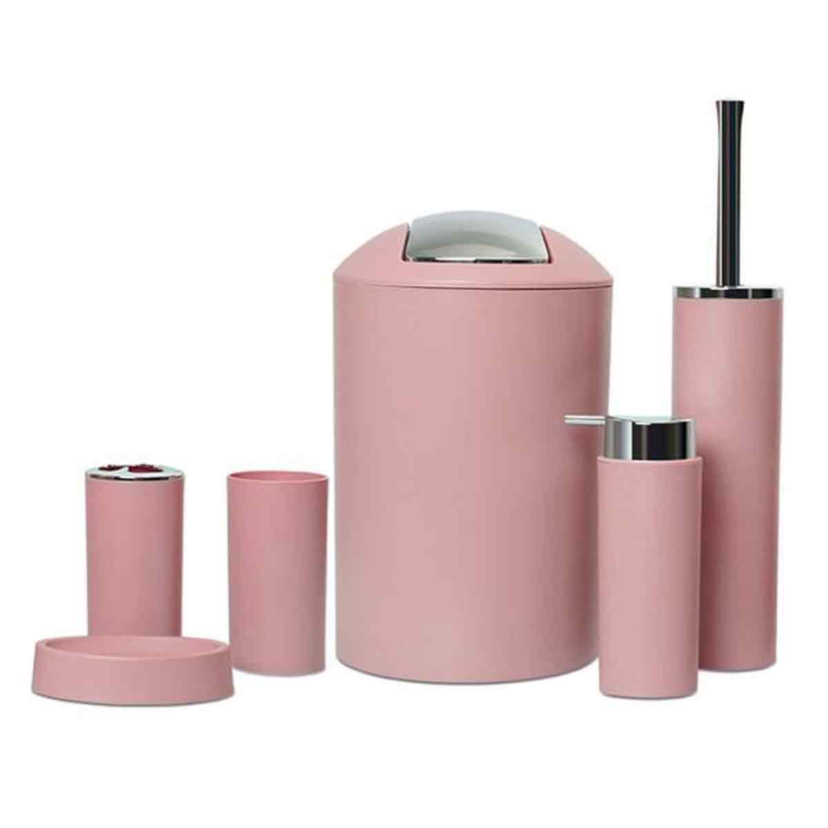 Badezimmer-accessoire-set – Homyl – Rosa – 6-teilig – Kunststoff - Badezimmer-accessoire-set – Homyl – Rosa – 6-teilig – Kunststoff