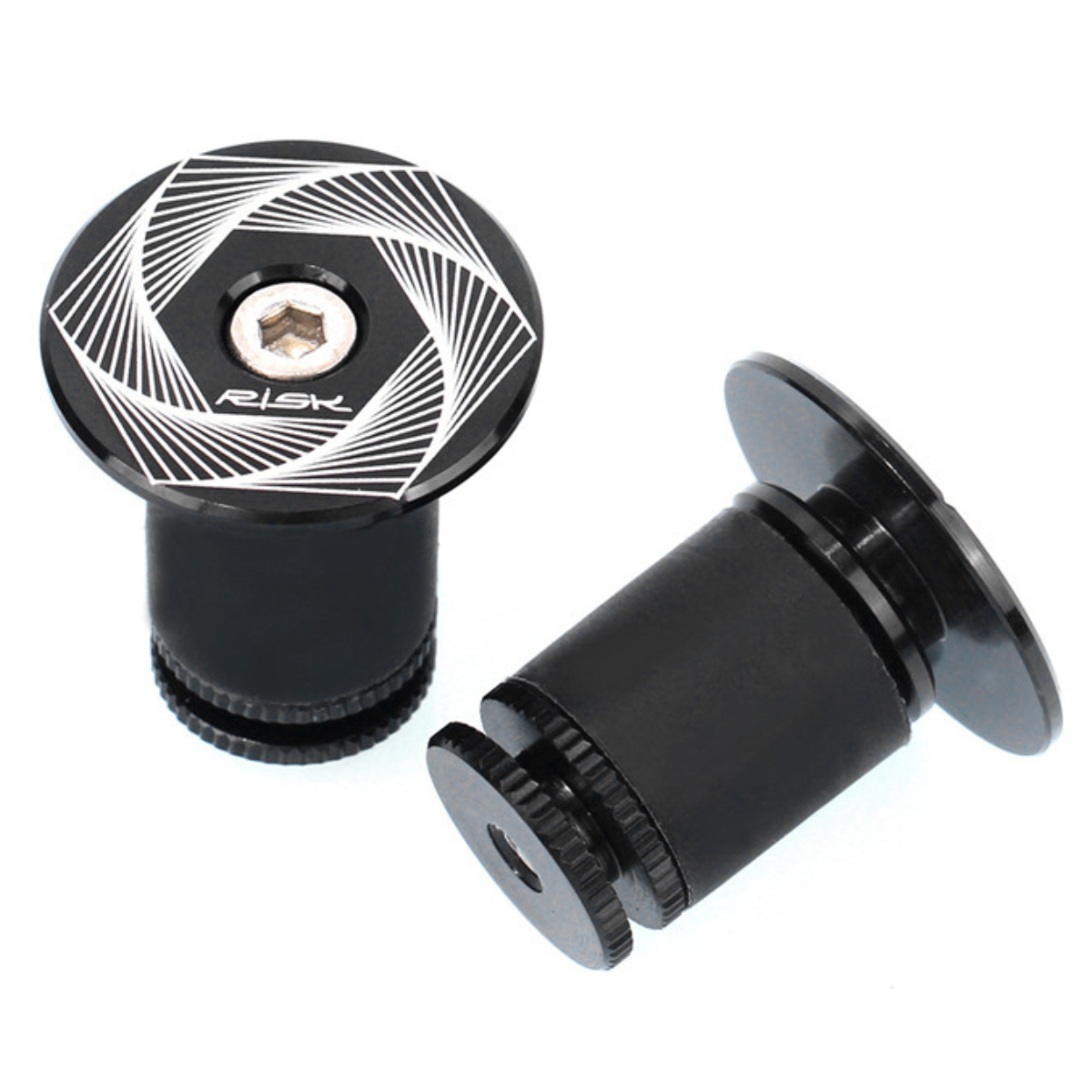 Schwarze Aluminium-lenkerendkappen Mit Verriegelungsmechanismus Für Mountainbikes.