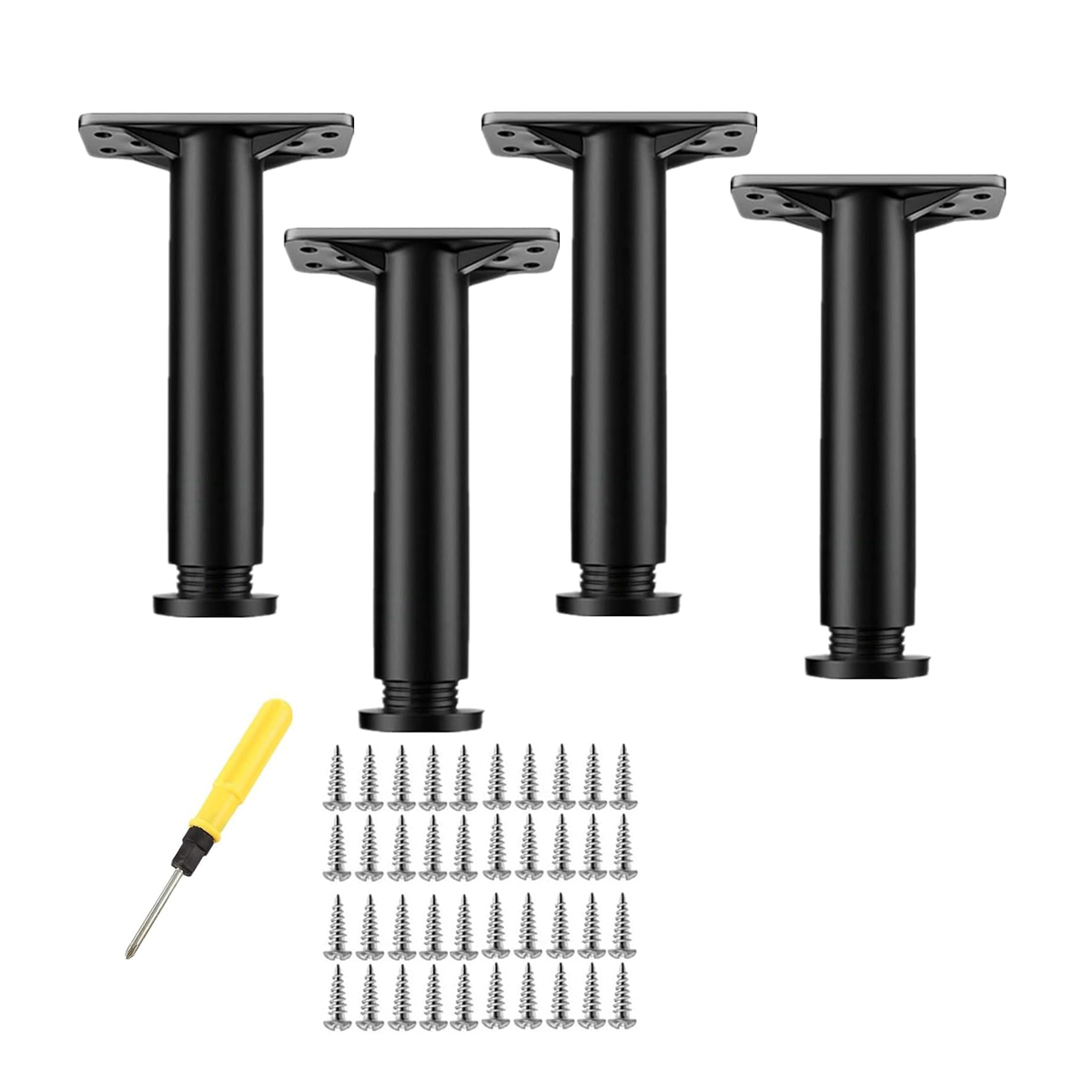 Verstellbare Bettbeine, 15–25 Cm Hohe Badezimmermöbelfüße, Möbelfüße, Verstellbare Möbelbeine Für Tisch, Stuhl, Schrank, Sofa, Schwarz, 4 Stück