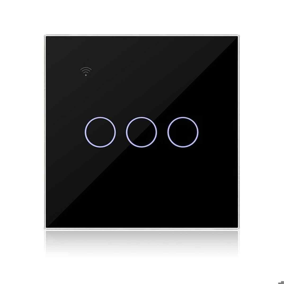 Schwarzer 3-fach-wlan-smart-schalter (1-wege), Kompatibel Mit Wlan-touch-schaltern Und App-steuerung
