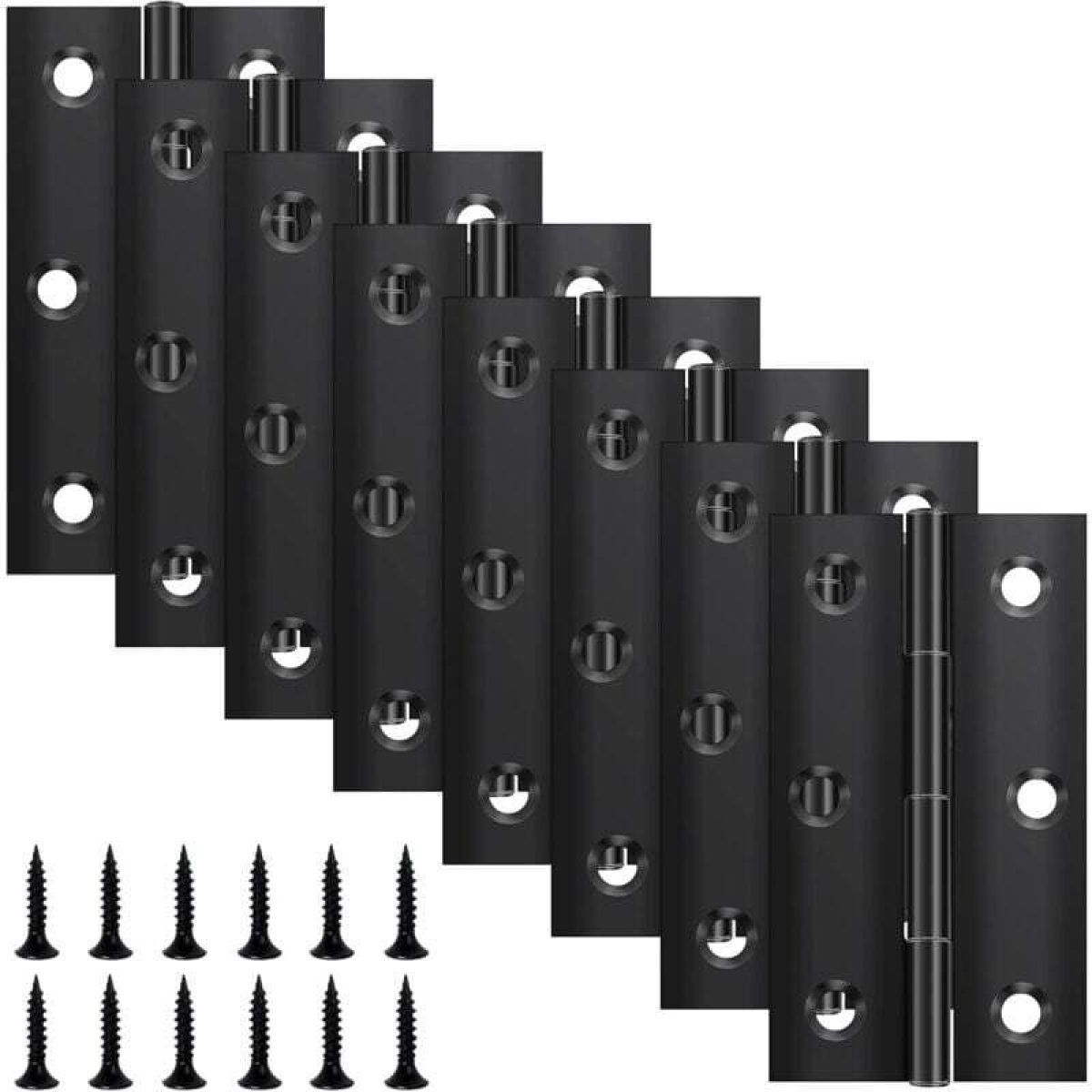 Set Mit 8 Klappbändern, 68 Mm – Schwarzer Edelstahl – Hohe Maximale Tragfähigkeit – 48 Schrauben Inklusive – Für Türen Und Fenster