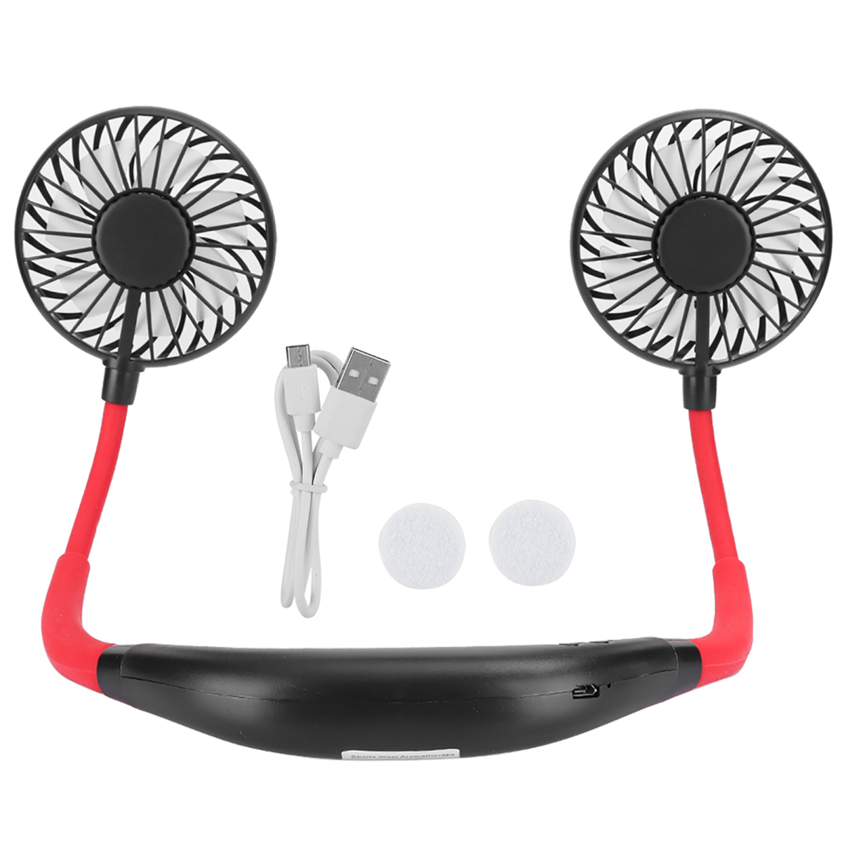 Tragbarer Sport-nackenventilator Mit Ladefunktion Und Aromatherapie-funktion, Zusammenklappbar, Mit Licht, Schwarz