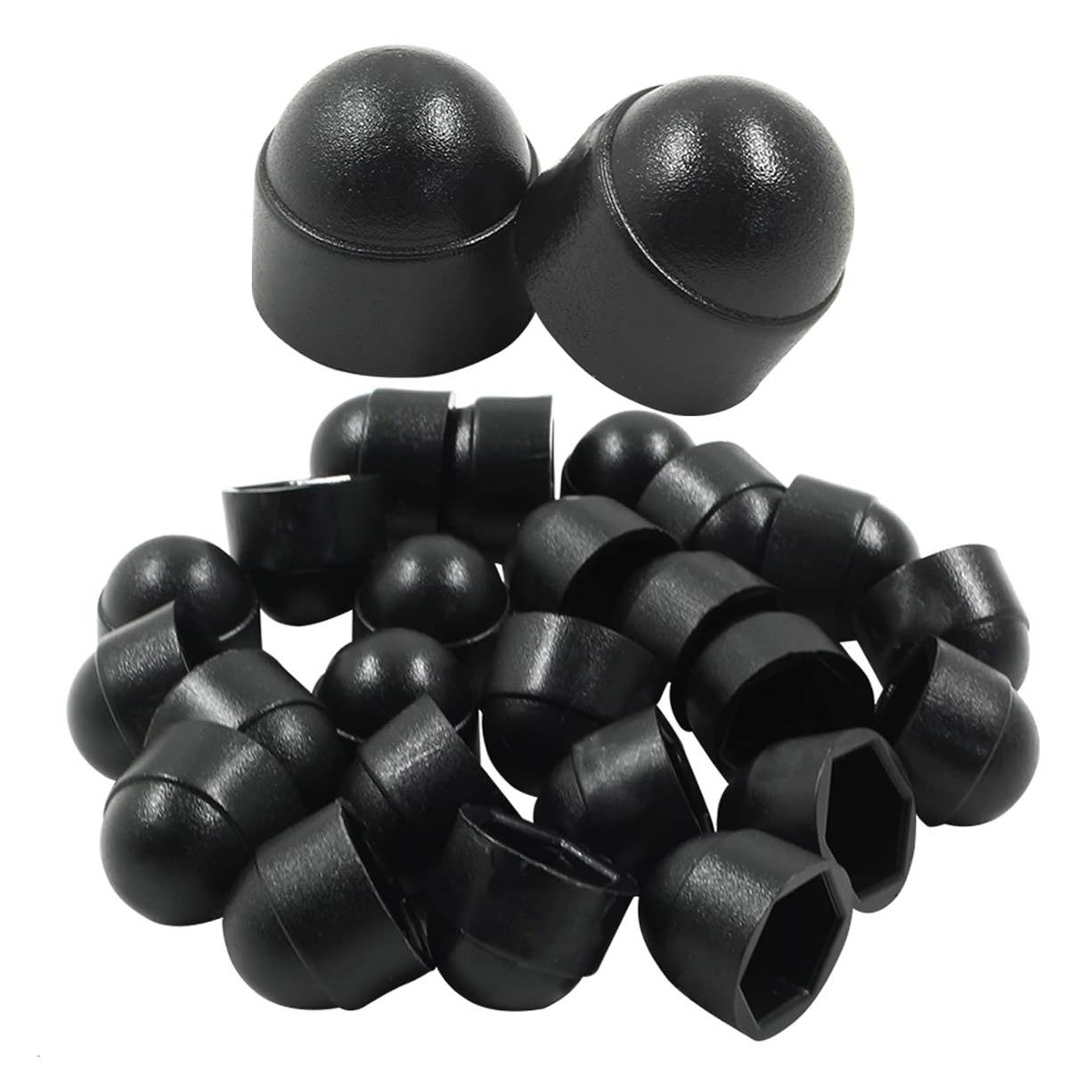 M10-mutternabdeckungen – 17-mm-schlüsselweite – Schwarz Ral 9005 – Polyethylen Pe – Sechskantschraubenschutz – 50 Stück