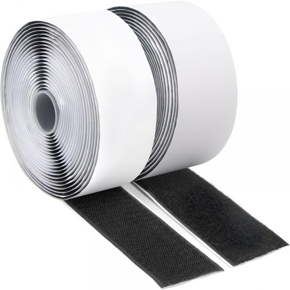 Selbstklebender Klettstreifen - Schwarz, 20 Mm Breit (5 Meter Hakenseite + 5 Meter Flauschseite)