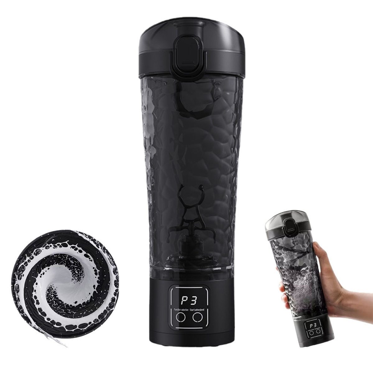 Wiederaufladbarer Elektrischer Shaker – Sternenschwarz, 700 Ml – Automatischer Mixbecher Für Workouts Und Proteine