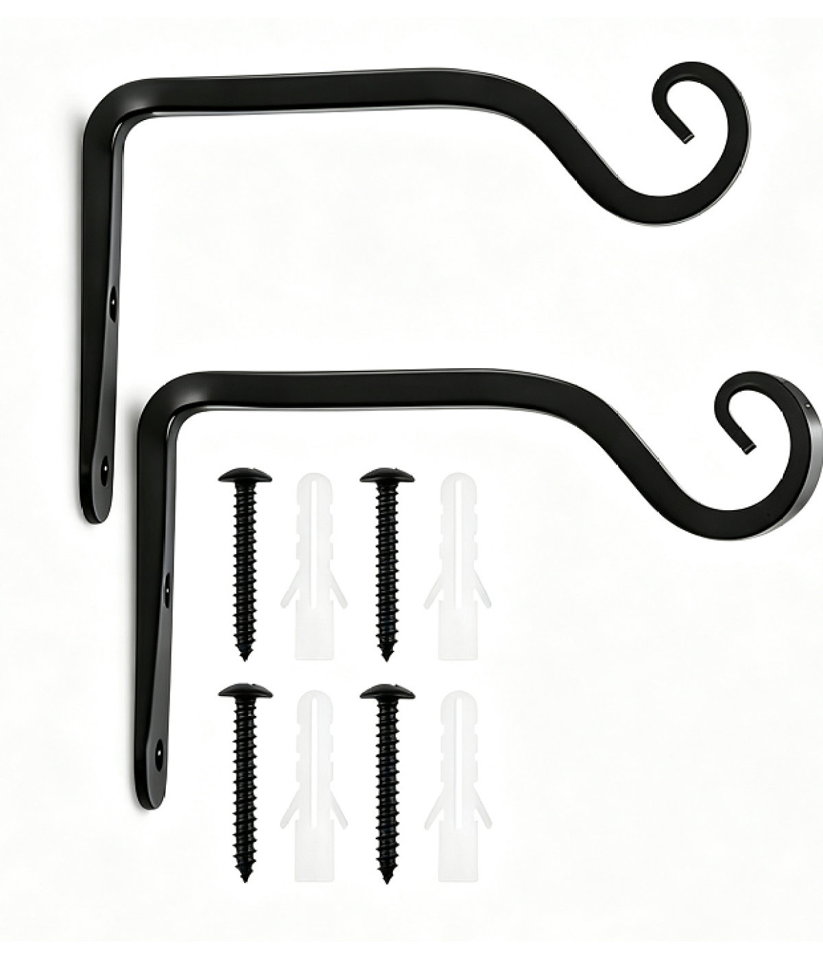 Set Mit 2 Wandhaken 18 Cm, Hängepflanzenhalterungen Für Den Außenbereich, Schwarze Dekohaken Für Den Garten