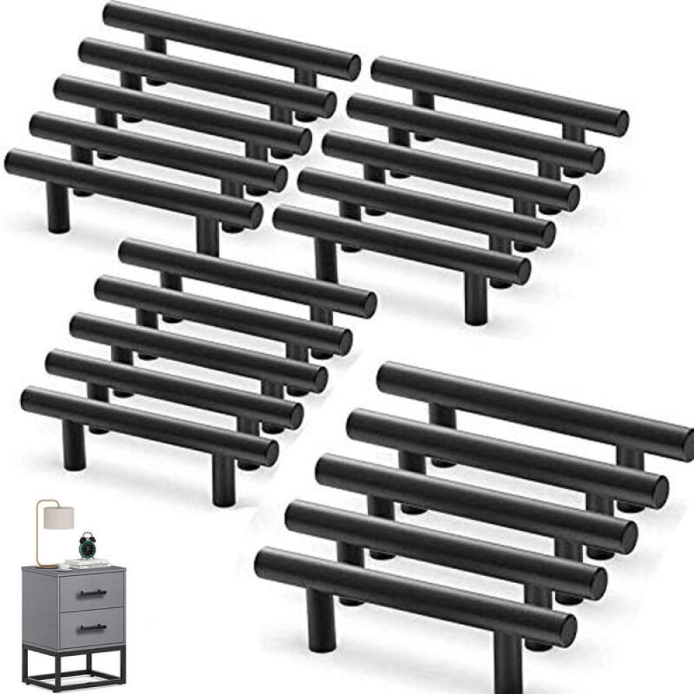 Set Mit 20 Küchenschrankgriffen, Edelstahl-schrankgriffe, Schwarze Küchentürgriffe Mit 96 Mm Lochabstand, Für Küchenschränke