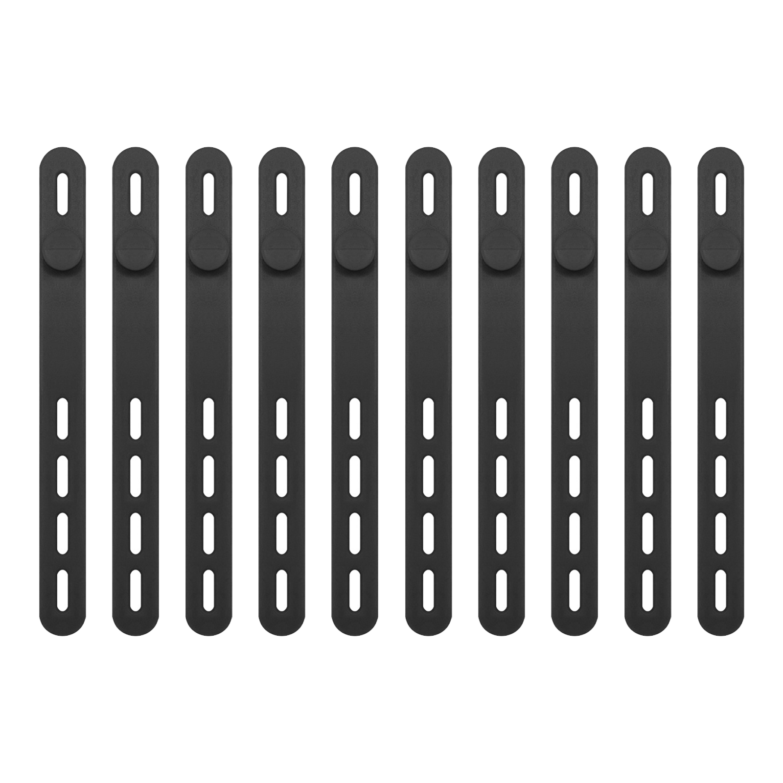 10er-set Verstellbare Silikon-kabelorganisatoren – Schwarz - 10er-set Verstellbare Silikon-kabelorganisatoren – Schwarz