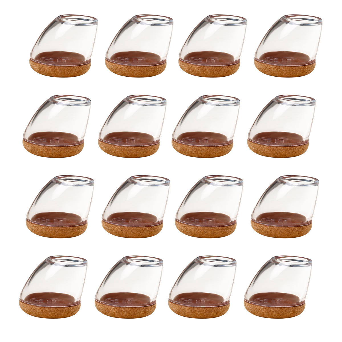 16-teiliges Stuhlgleiter-set, Ø 14–20 Mm, Runde Stuhlbeinschoner – Filzgleiter Für Stuhlneigungen Von 15°–25°, Geräuschdämpfend Und Kratzfest, Transparent