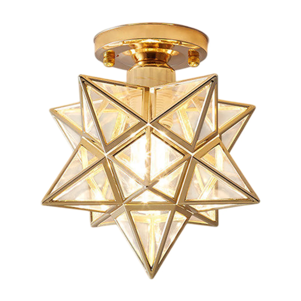 Bifandian Einbau-deckenleuchte In Form Eines Mährischen Sterns, Klarer Glasschirm, Moderne Goldene Leuchte In Form Eines Marokkanischen Sterns Für Flur, Schlafzimmer, Küche