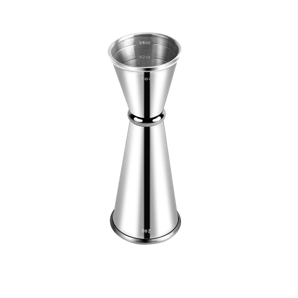 Doppelseitiger Messbecher Aus Edelstahl Mit Innen- Und Außenliegender Unzen-einteilung – Versilbert, 1/2 Oz