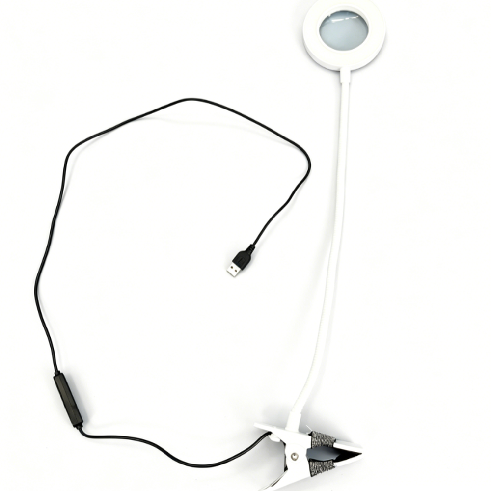 Weiße Usb-tischlupenleuchte Mit Flexiblem Clip - Weiße Usb-tischlupenleuchte Mit Flexiblem Clip