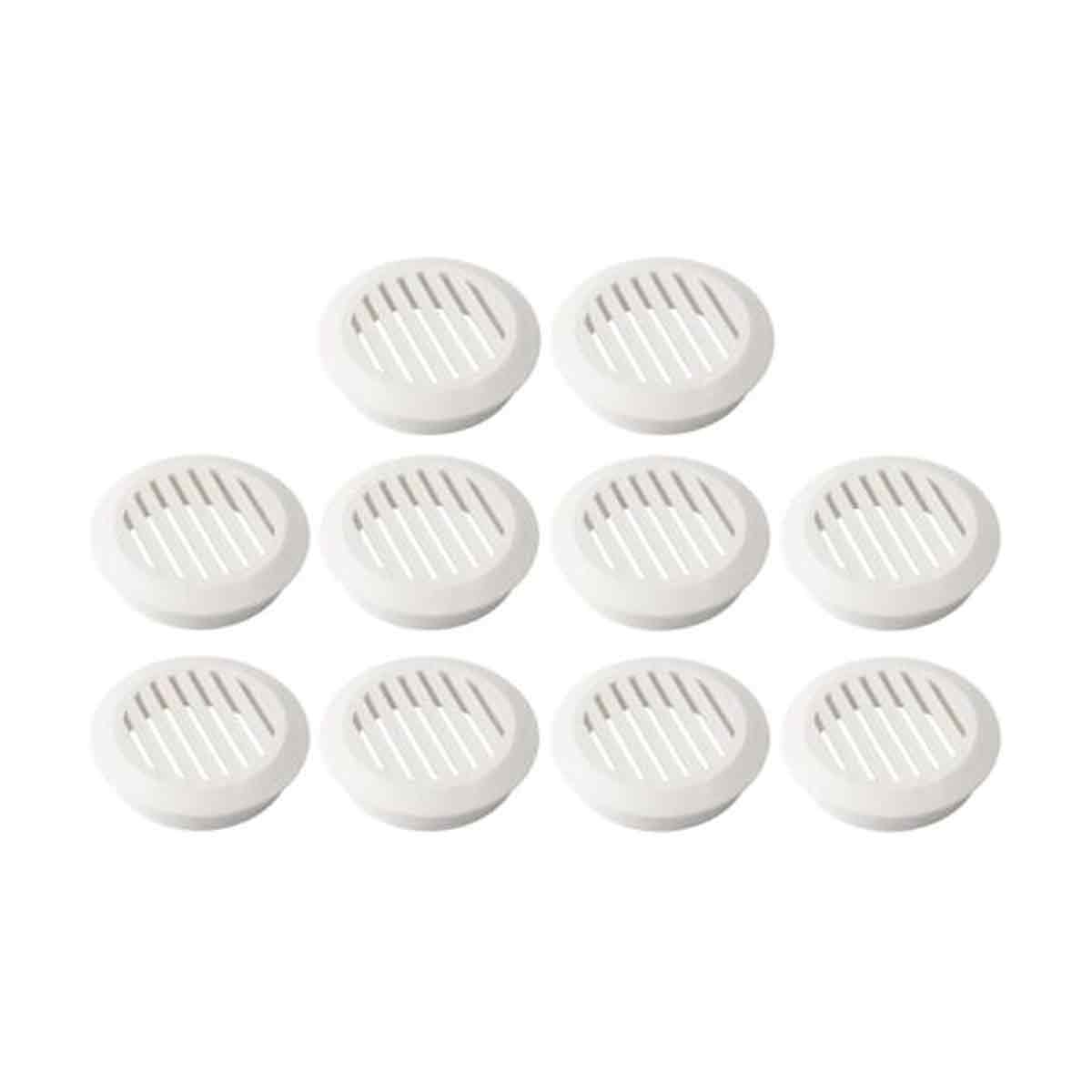 Lüftungsgitter – 10er-pack – Kunststoff – Durchmesser 50 Mm – Für Decke Und Wand – Weiß