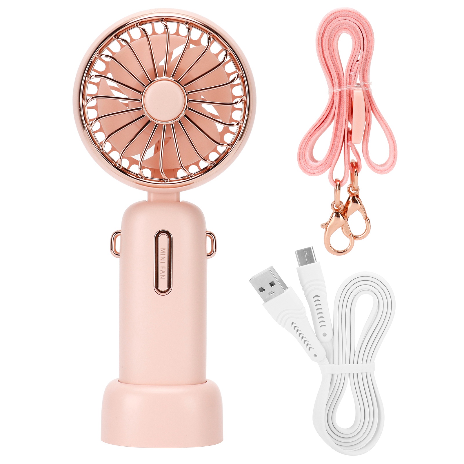 Tragbarer 3-stufiger Mini-tischventilator Mit Abnehmbarem Kabel, 4000–6000 U/min, Weiß