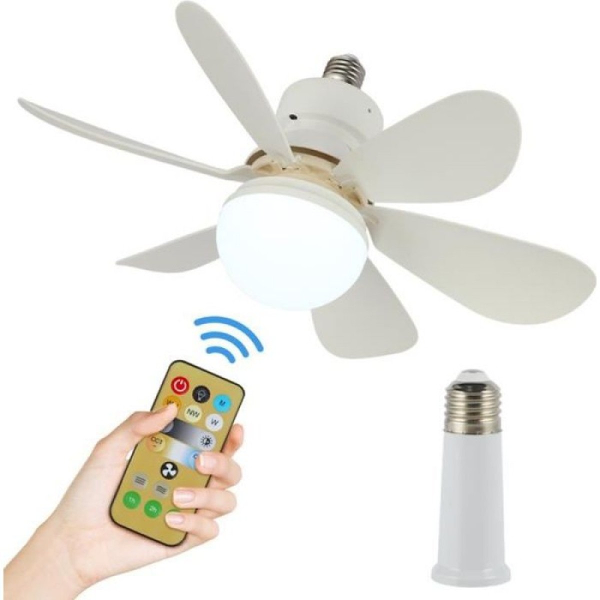 Deckenventilator Mit Licht – E27, Dimmbar, 30 W, 3 Geschwindigkeitsstufen, Fernbedienung Mit Timer – Weiß