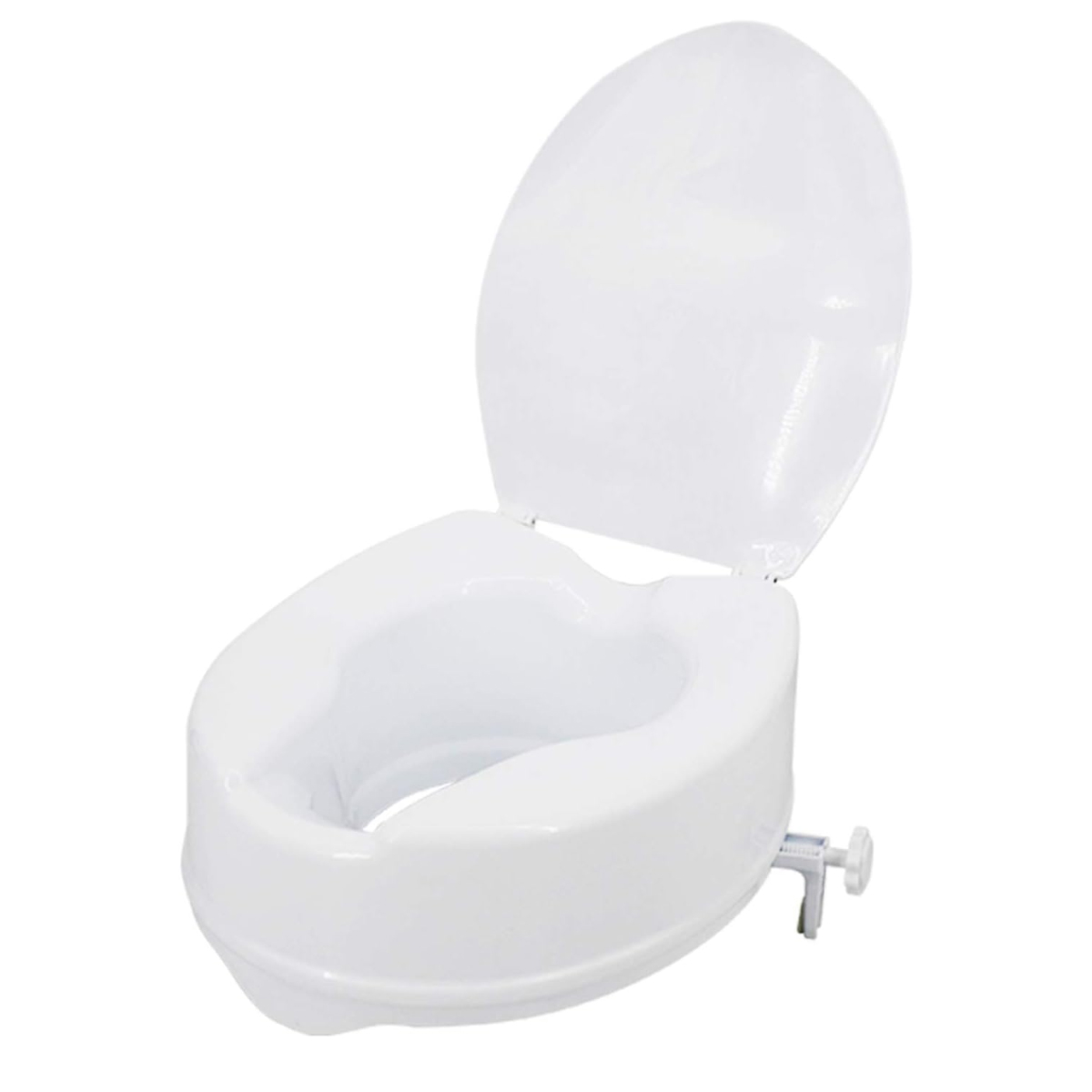 Wc-sitzerhöhung Für Erwachsene, 14 Cm, Mit Deckel, Erhöhte Sitzfläche Für Eingeschränkte Mobilität, Weiß, Badezimmer