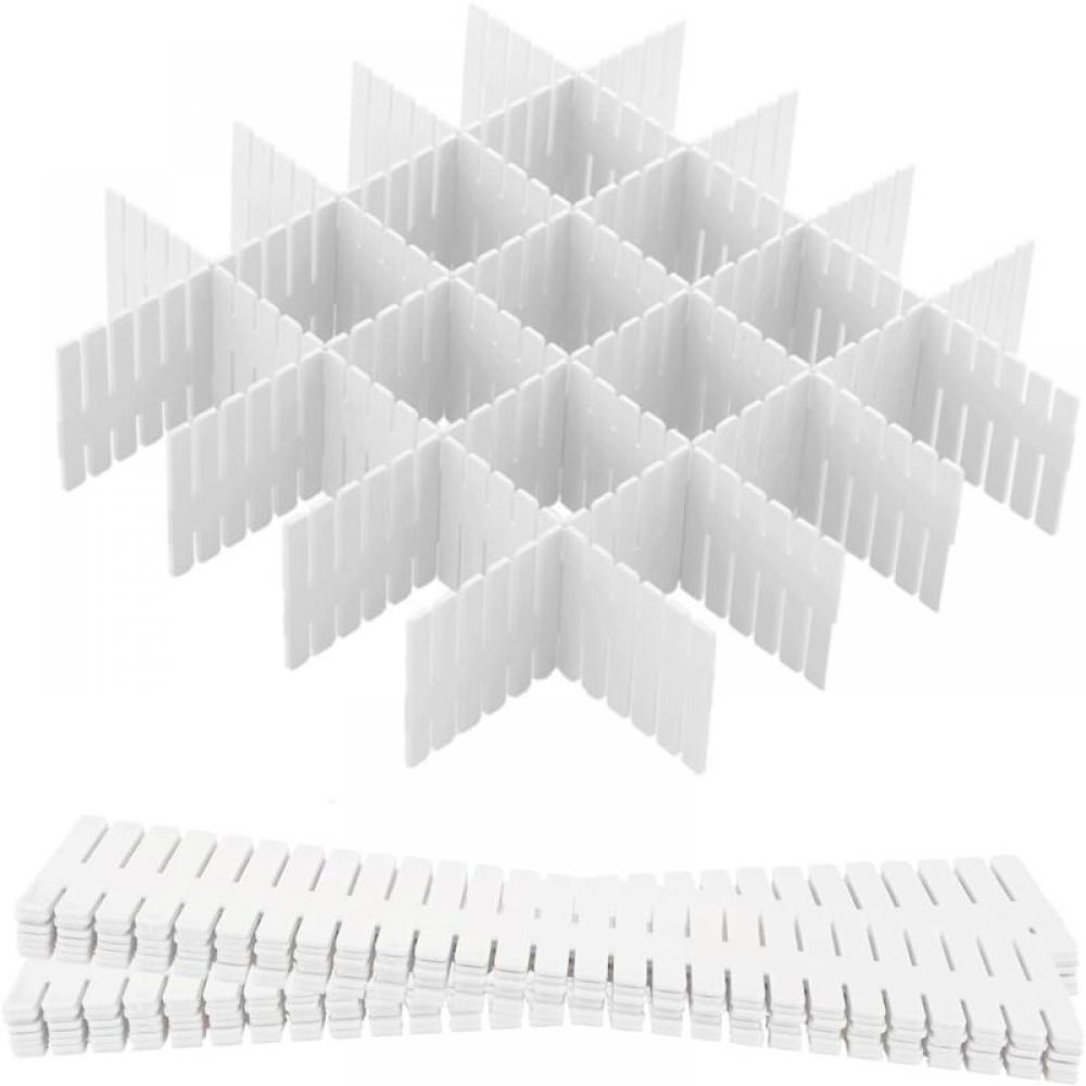 Schubladeneinteiler, Schubladengitter, Verstellbar, Kunststoff-schubladeneinteiler Für Unterwäsche, Socken, Gürtel, Bürobedarf (weiß)