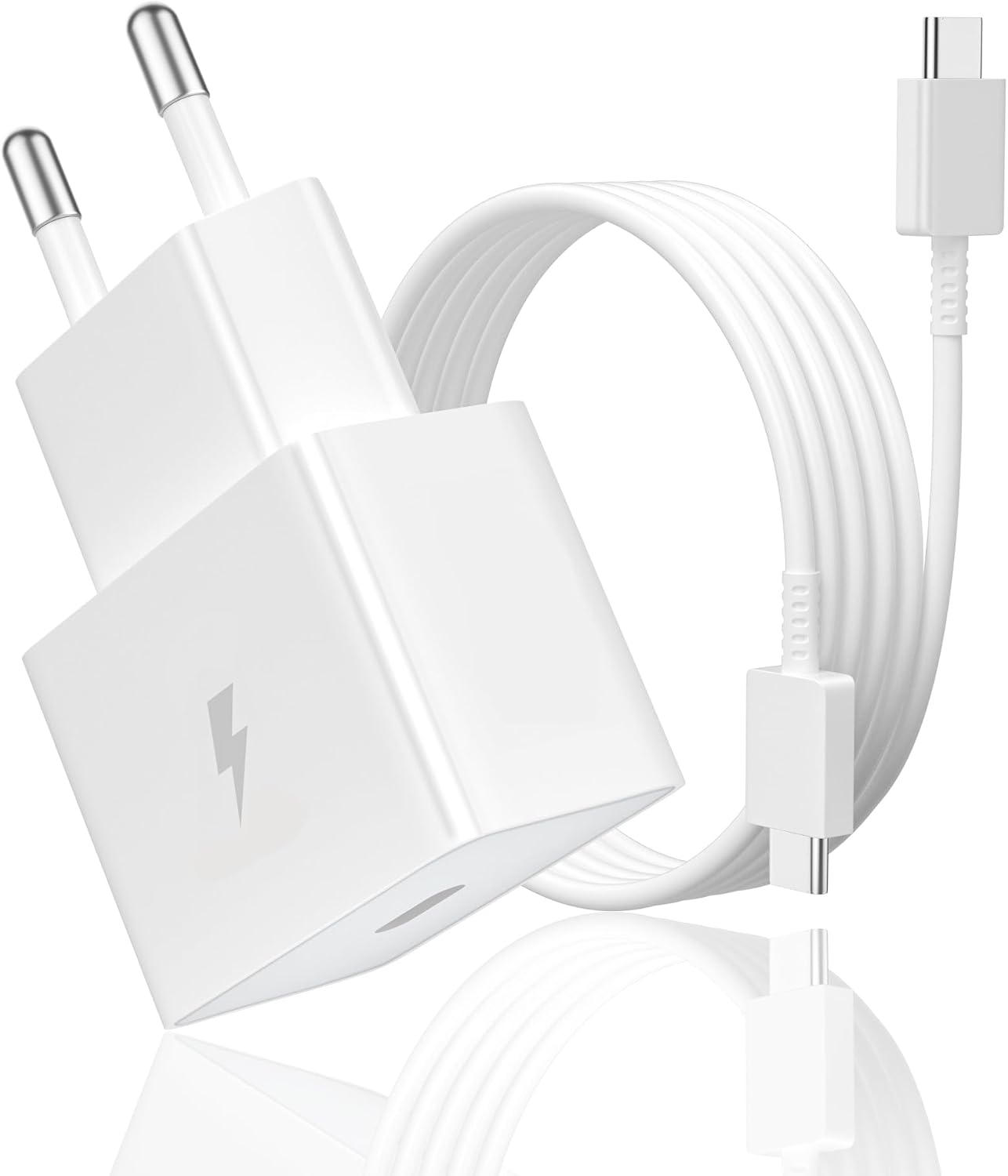 25-w-usb-c-netzteil, Inklusive 1-m-kabel, Schnellladeadapter Für Samsung Galaxy S25, S24, A16 Und A55 (weiß)
