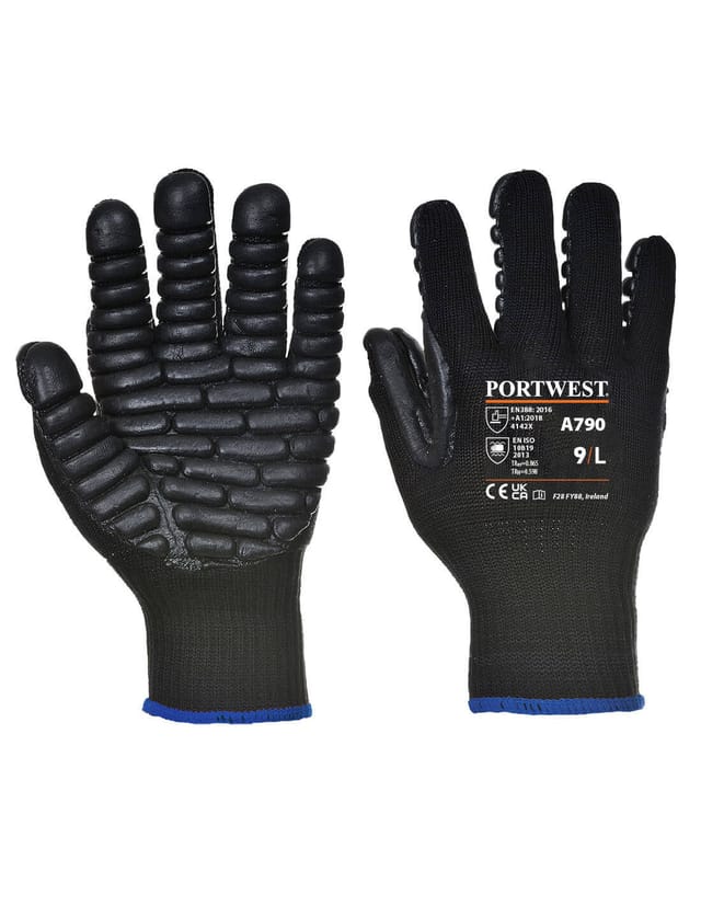 Portwest Anti-Vibrations-Arbeitshandschuhe EN 10819 Schwarz L