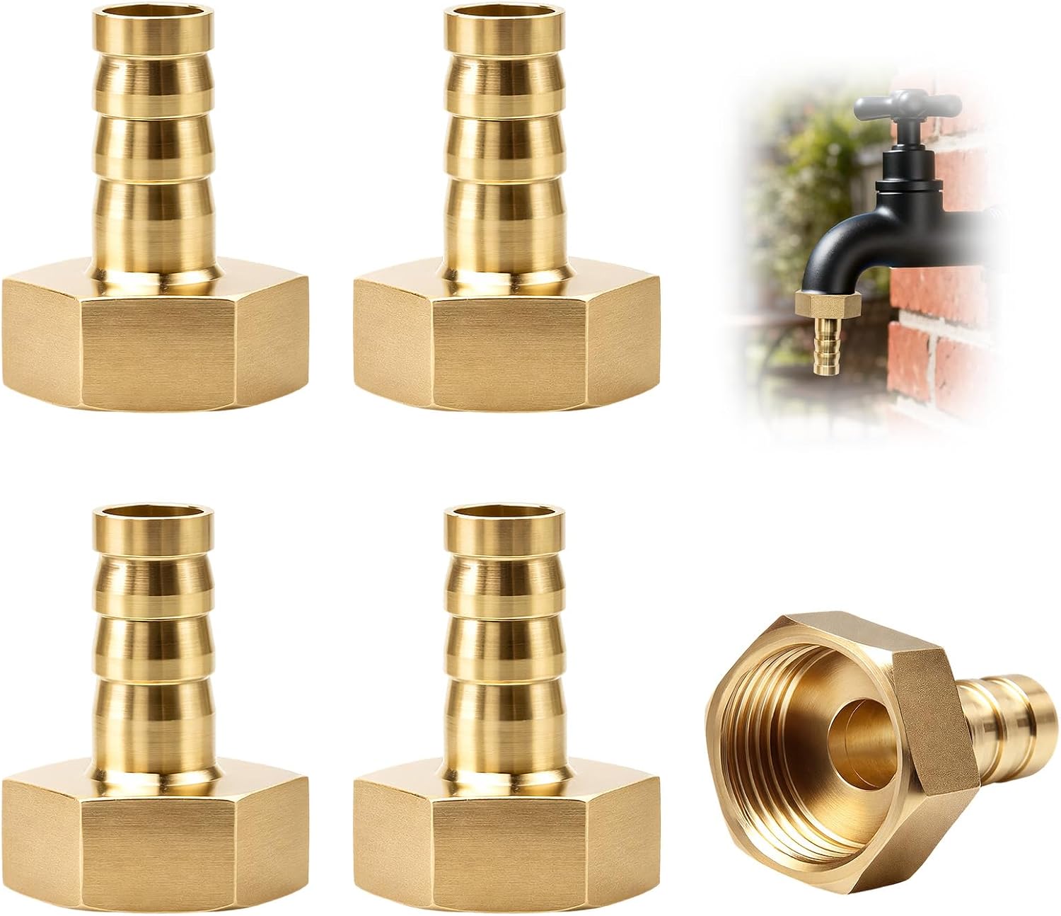 Vier Messing-schlauchverbinder Mit Innengewinde Für Schlauchadapter Zum Anschluss Von Gartenschläuchen Und Flüssigkeitskreisläufen