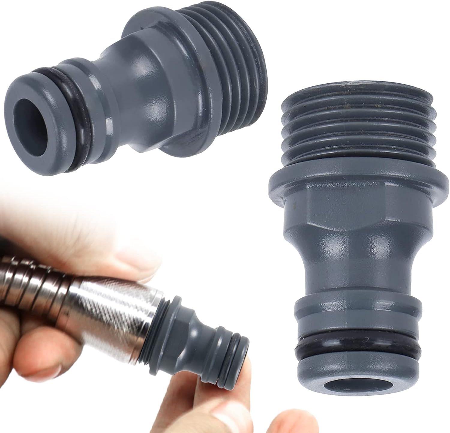 Set Mit 2 Gartenschlauchverbindern – Gartenschlauchanschluss – Außengewinde Für Wasserhahn – Gartenschlauchadapter