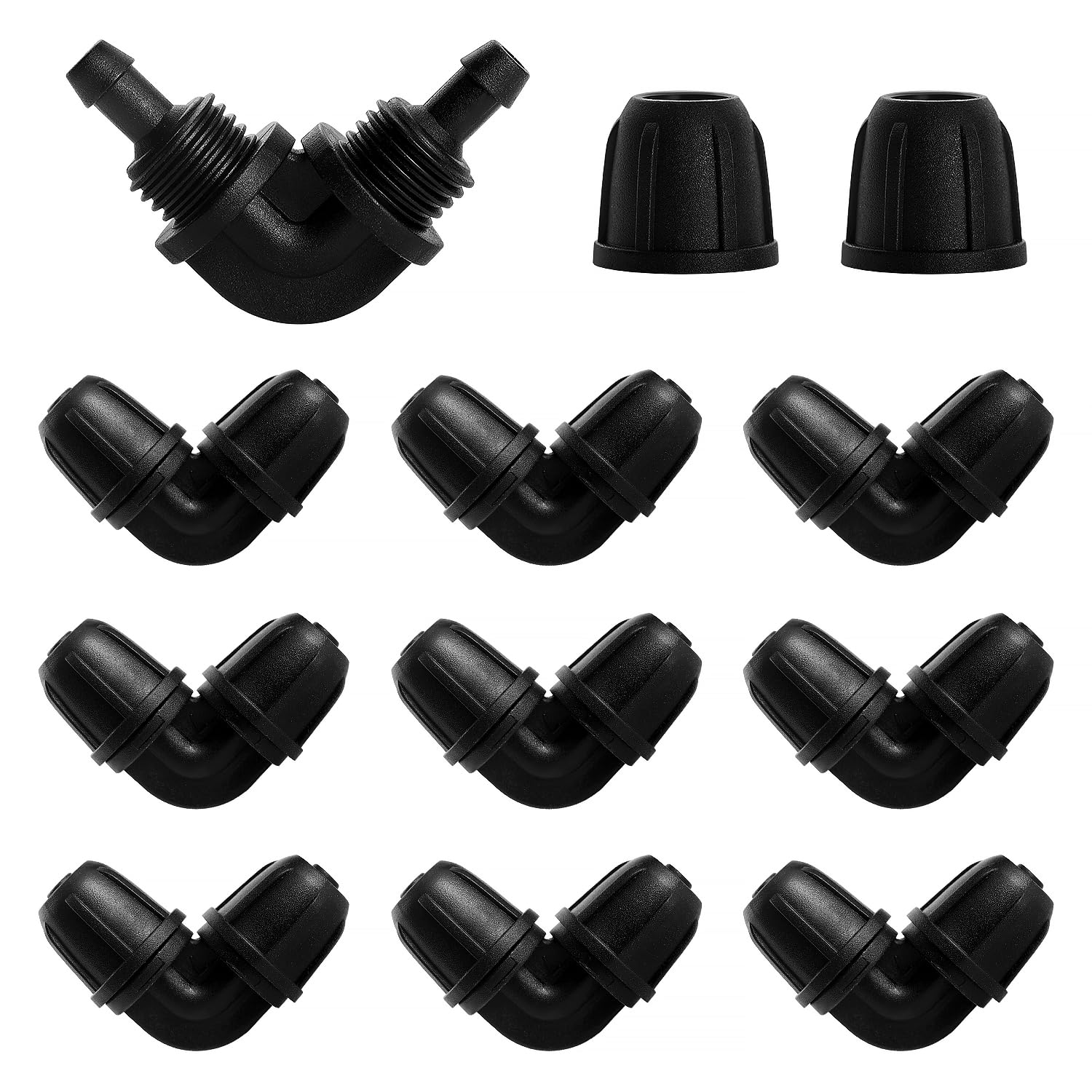 10-teiliges Set Tropfbewässerungs-fittings, Tropfbewässerungs-winkeladapter, Abgewinkelte Bewässerungs-fittings, Bewässerungsschlauchverbinder
