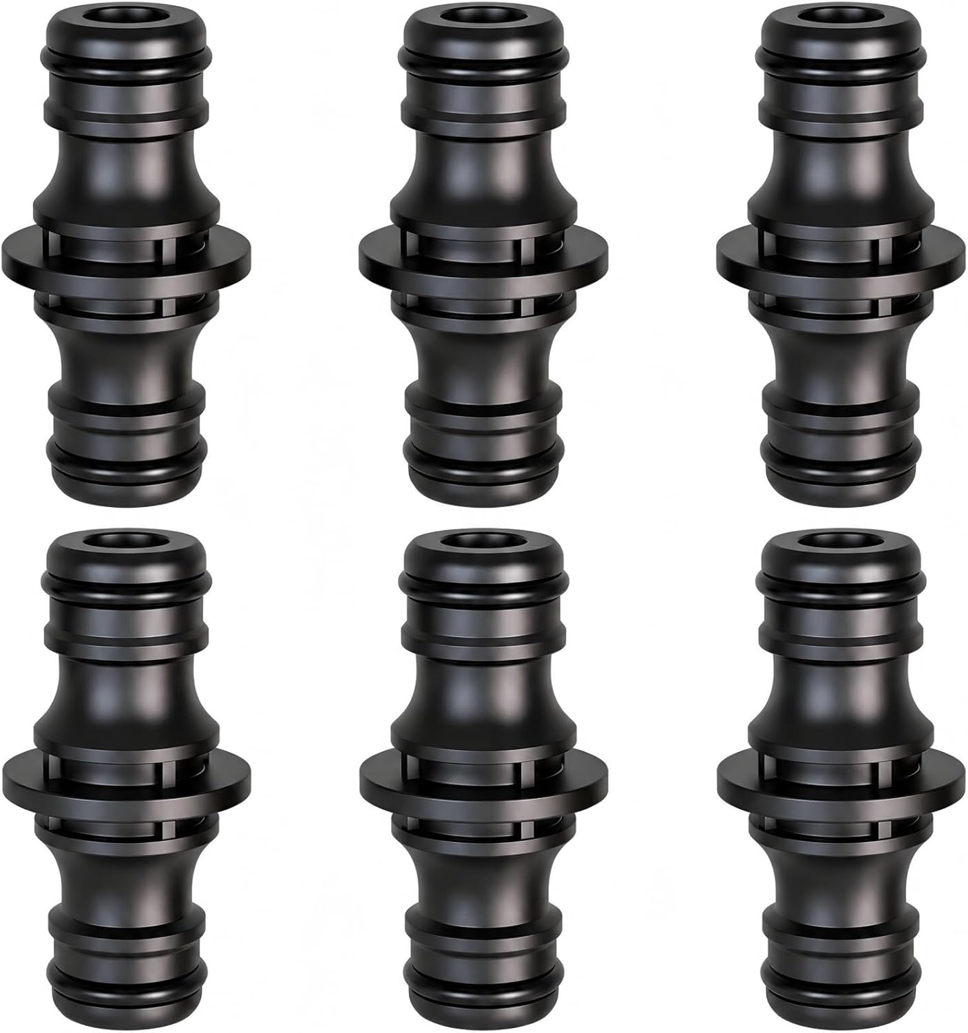 Set Mit 6 Gartenschlauchverbindern, Doppelsteckeranschluss Zur Verlängerung Von Zwei Schläuchen, Hochwasserbeständig