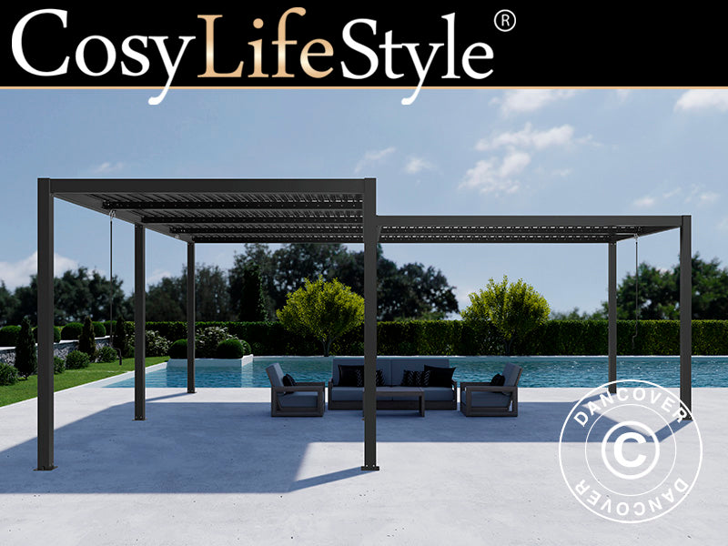 Bioklimatische Pergola Pavillon San Pablo Alu+, 3x4m, 3x5,8m, Schwarz, 2 Stk. - Dancover